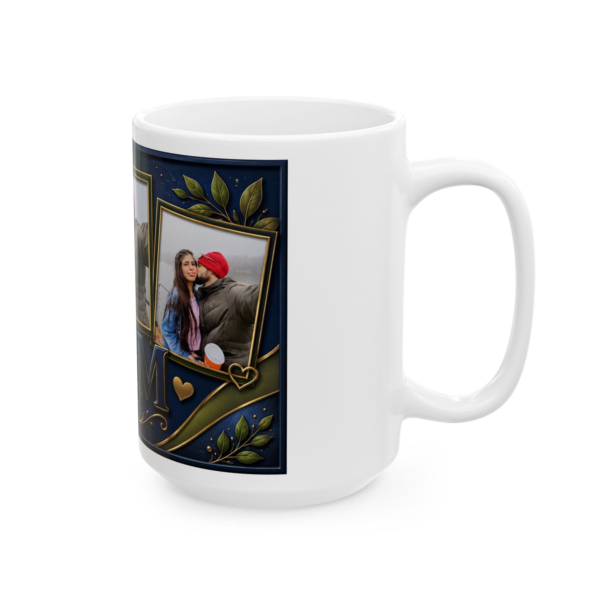 Photo Collage Initials M&M Mug | Personalized Ceramic Photo Mug (11oz, 15oz)