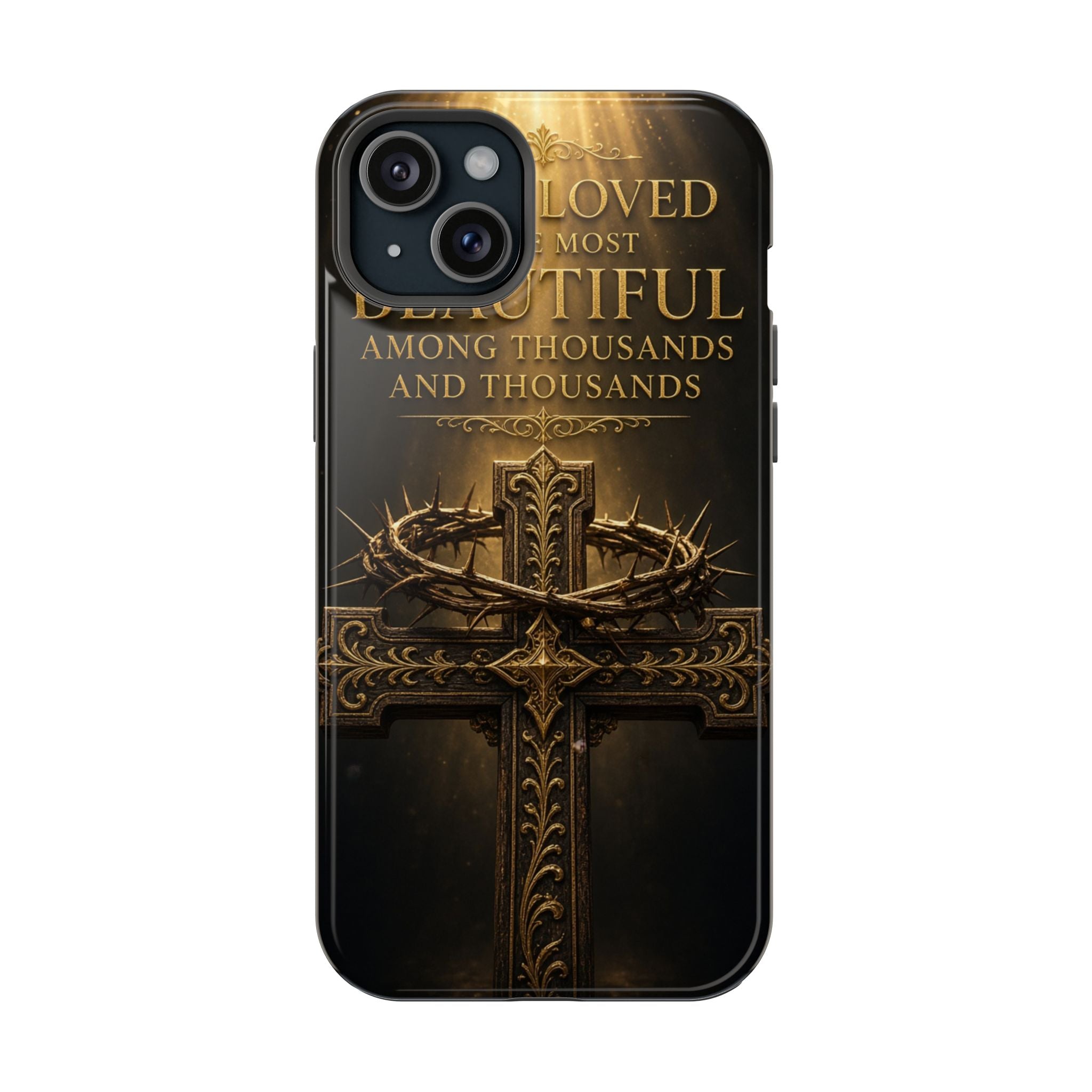 Magnetic Impact-Resistant Phone Case — "Most Beautiful" Cross with Crown of Thorns
