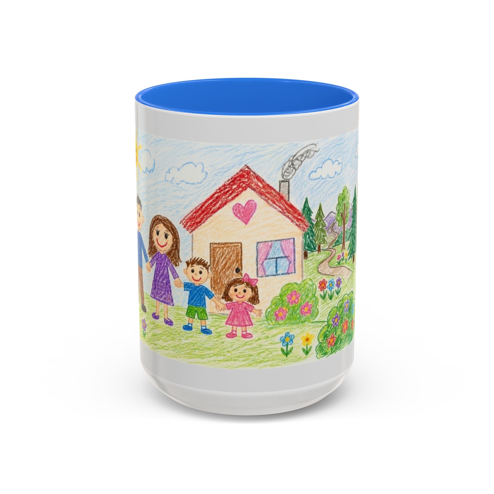 Crayon Family Home Drawing Mug | Colorful Ceramic Coffee Cup