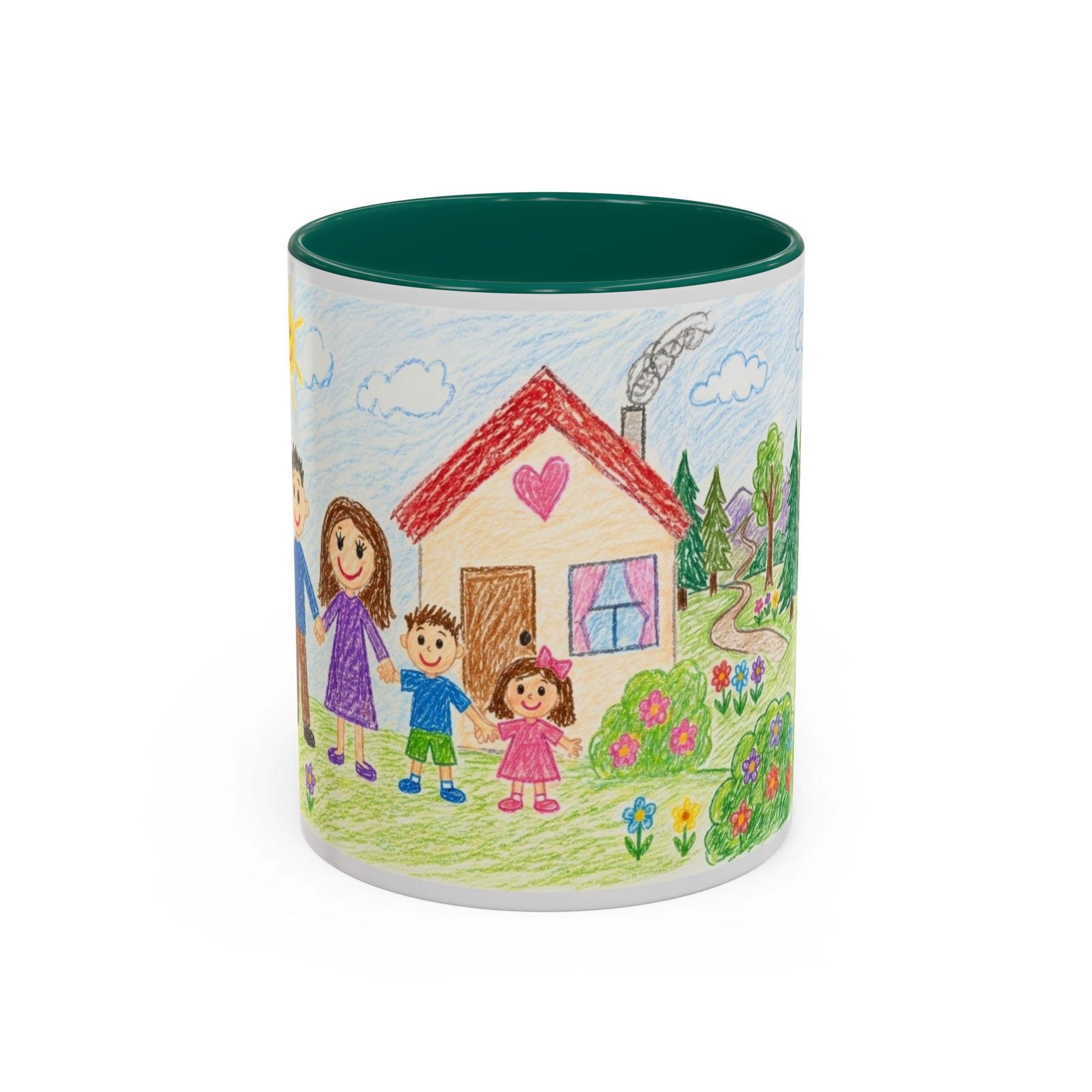Crayon Family Home Drawing Mug | Colorful Ceramic Coffee Cup