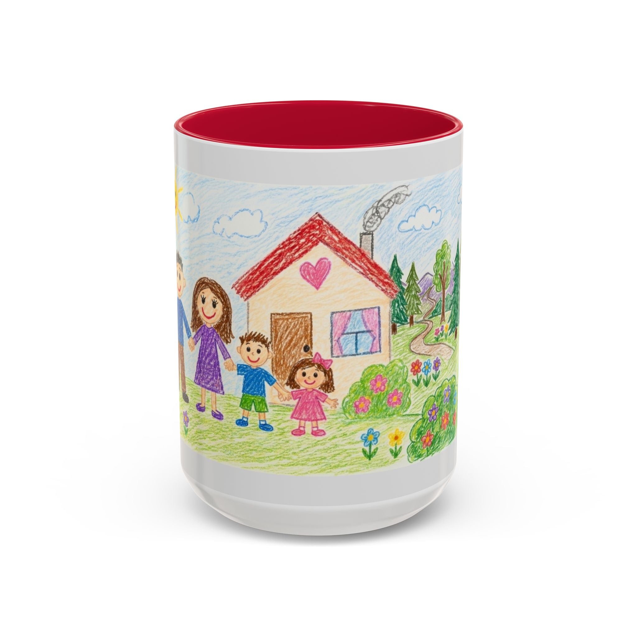 Crayon Family Home Drawing Mug | Colorful Ceramic Coffee Cup