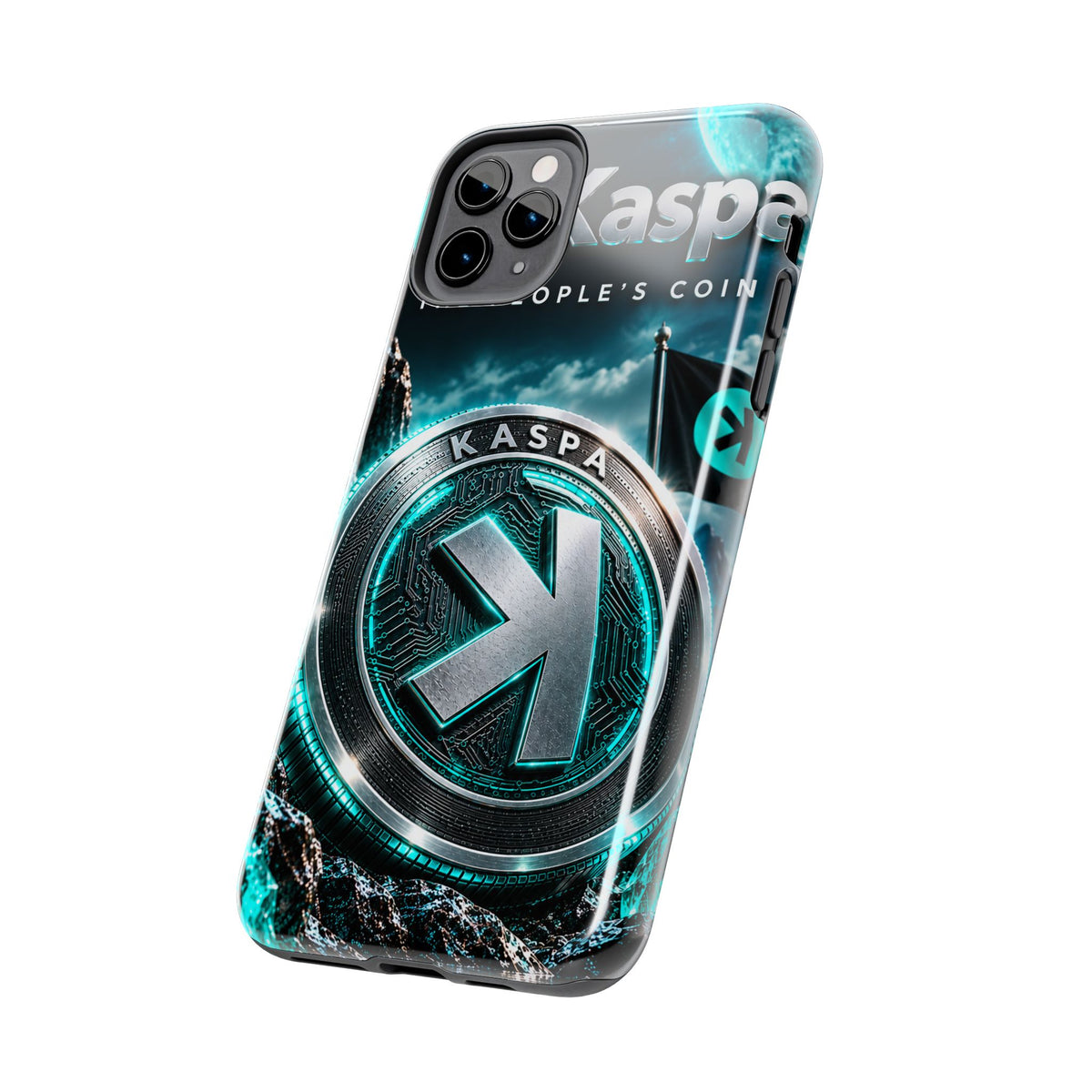 Kaspa Coin Tough Phone Case – Teal Crypto Logo Protective Cover