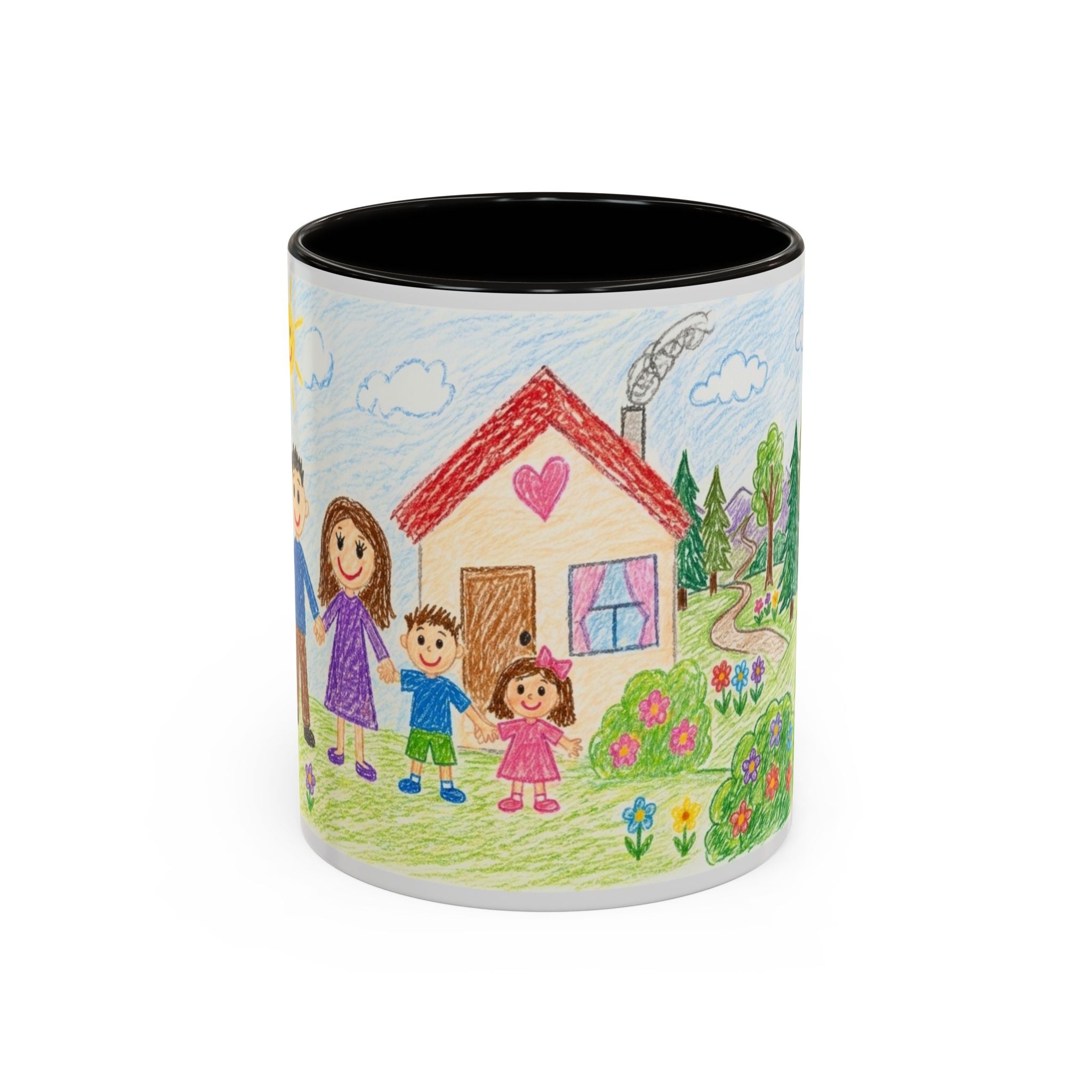Crayon Family Home Drawing Mug | Colorful Ceramic Coffee Cup
