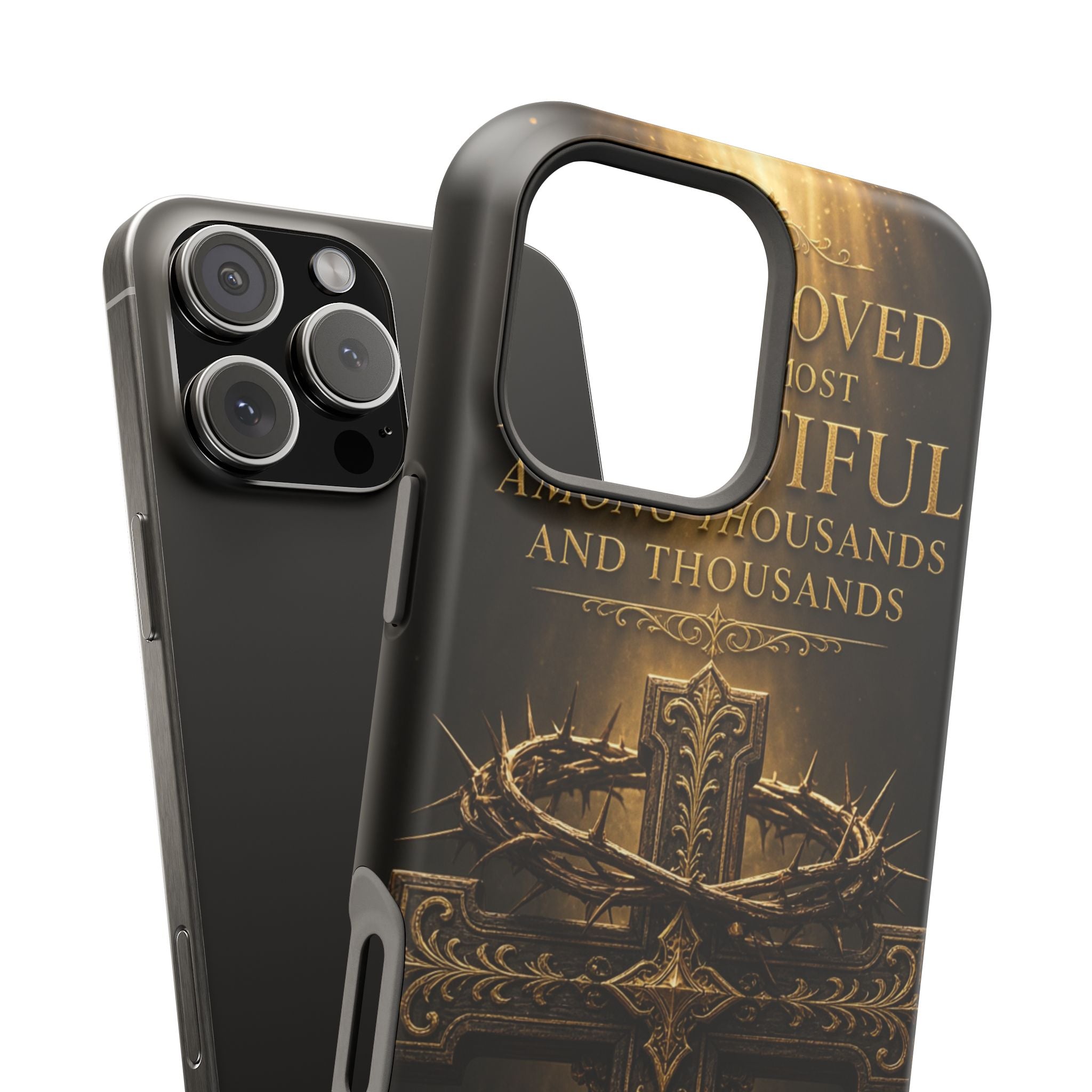 Magnetic Impact-Resistant Phone Case — "Most Beautiful" Cross with Crown of Thorns