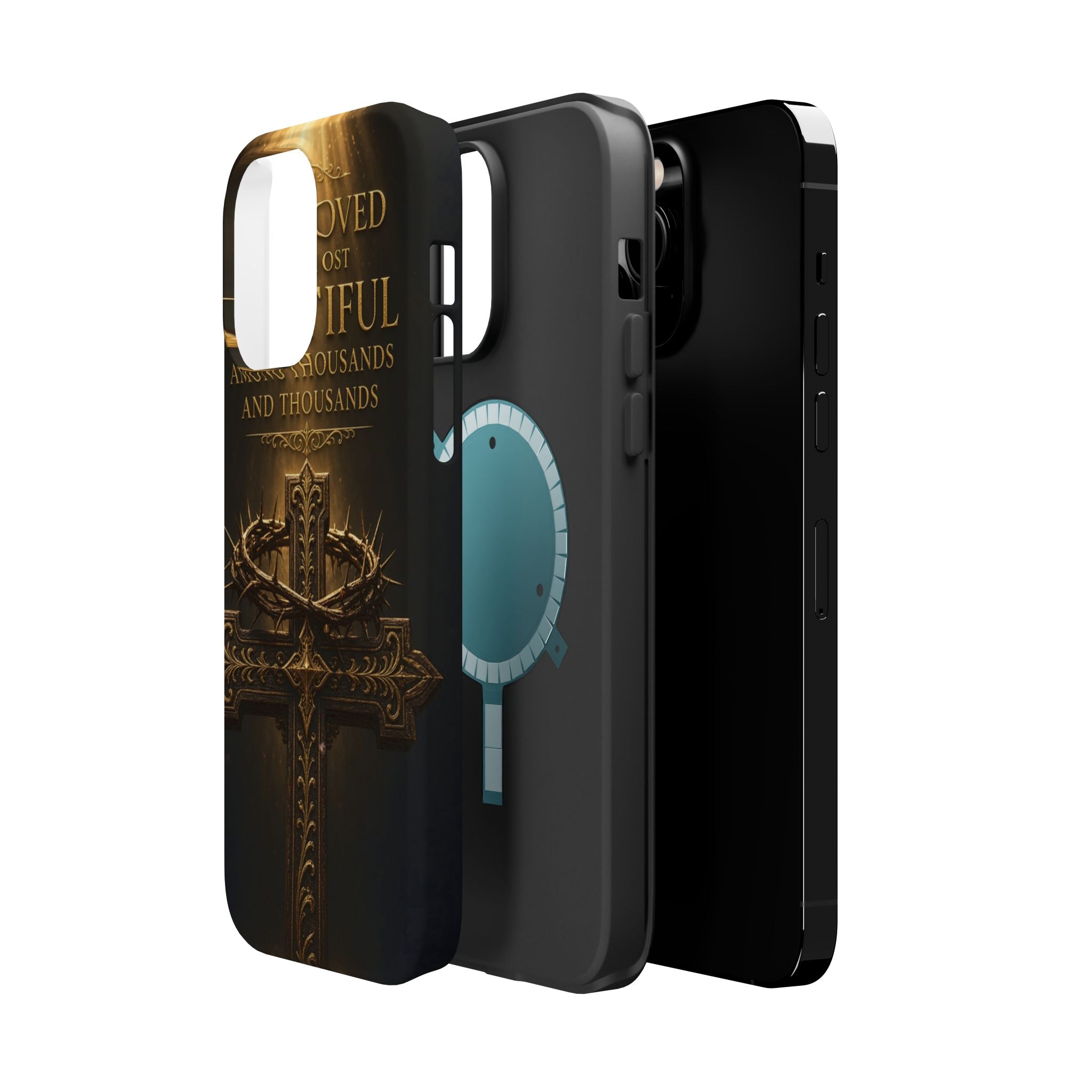 Magnetic Impact-Resistant Phone Case — "Most Beautiful" Cross with Crown of Thorns