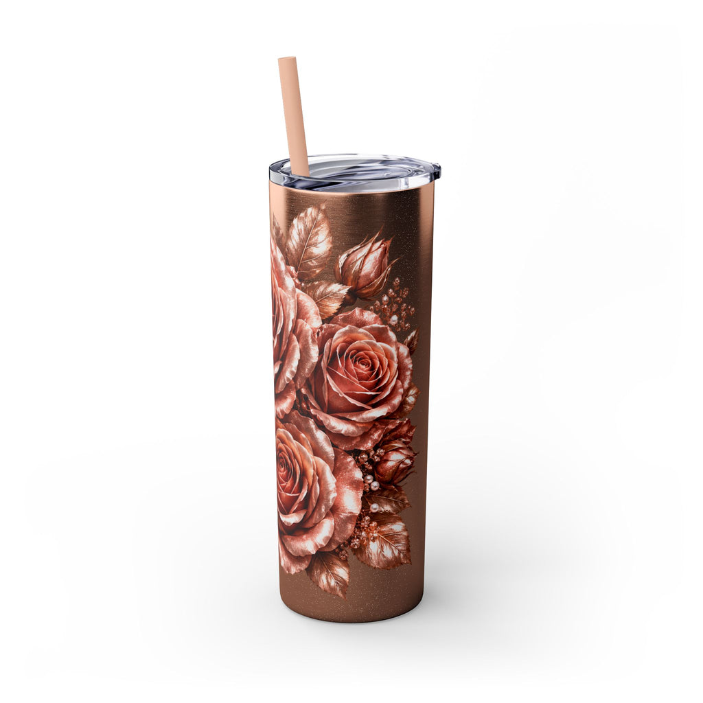 Skinny Tumbler — Monochrome Rose Garden 20oz Straw Tumbler