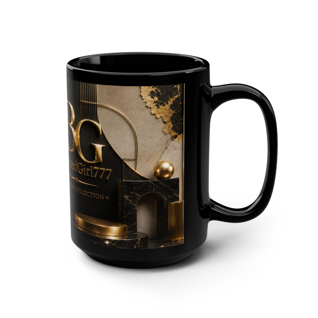 Black 15oz Mug — 'BlessedGirl77' Gold Museum Logo Coffee Cup