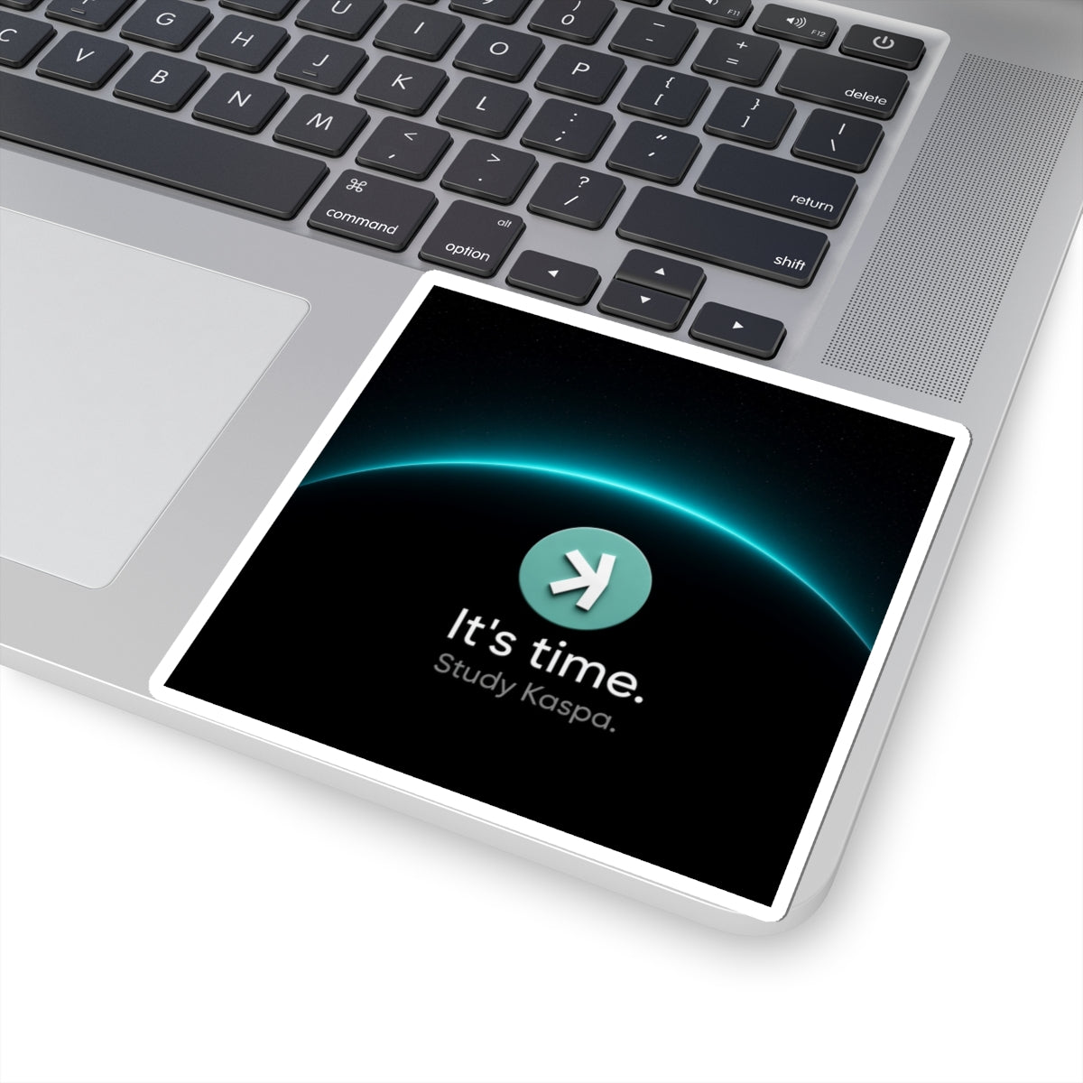 It's Time Study Kaspa Sticker — Crypto Logo Kiss-Cut Decal