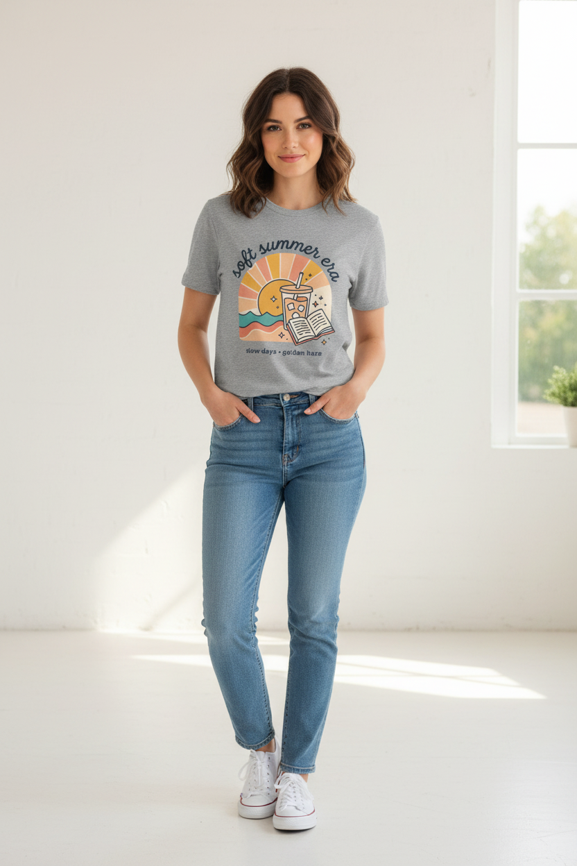 Soft Summer Era Tee | summer aesthetic, coastal vibes, pastel hand-drawn design