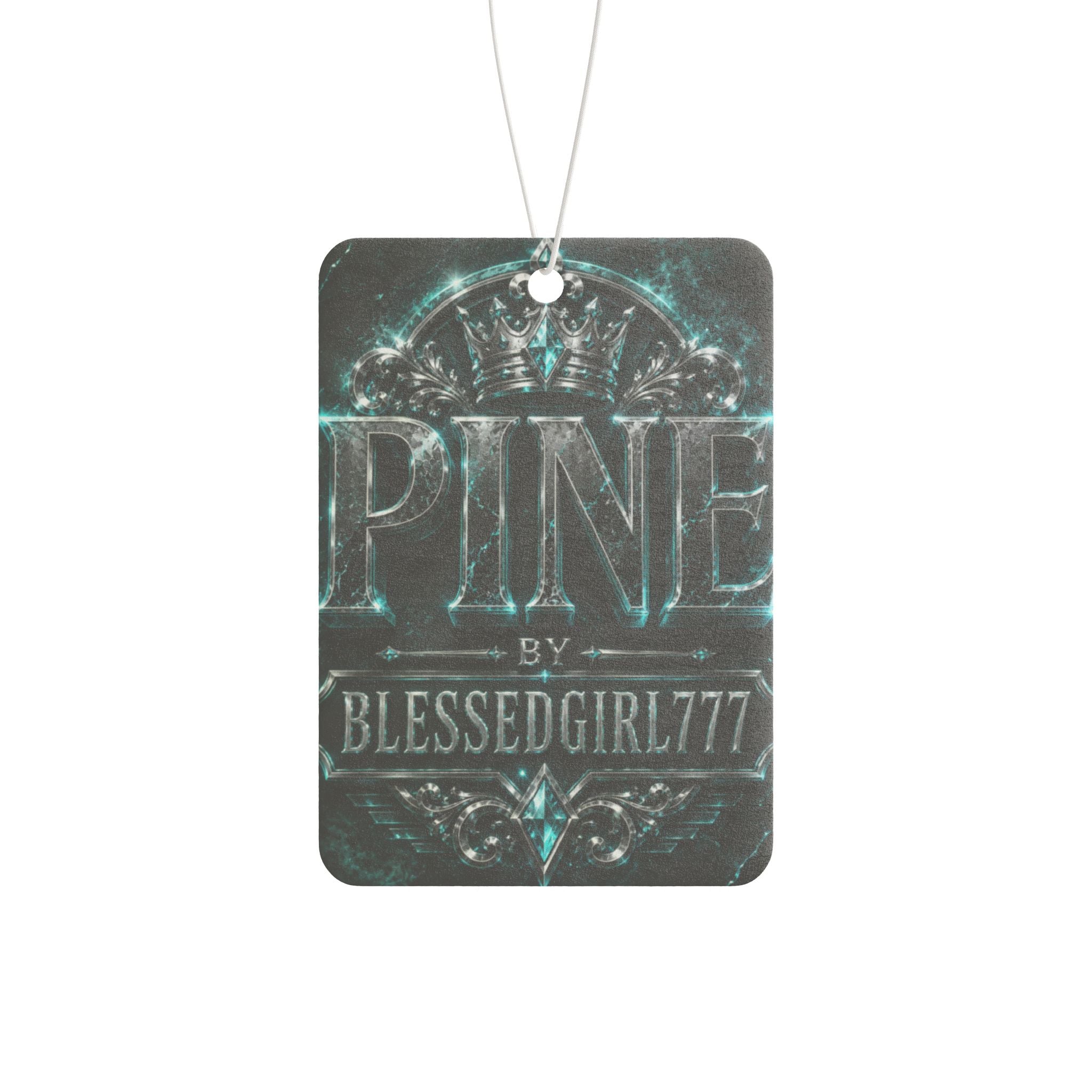 Car Air Freshener — 'PINE by BLESSEDGIRL777' Vintage Teal Scented Ornament