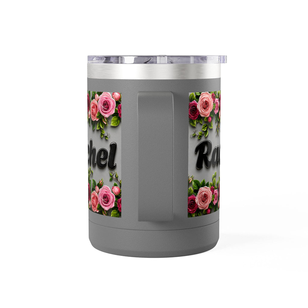Personalized Rachel Floral 15oz Travel Mug — Insulated Coffee Tumbler