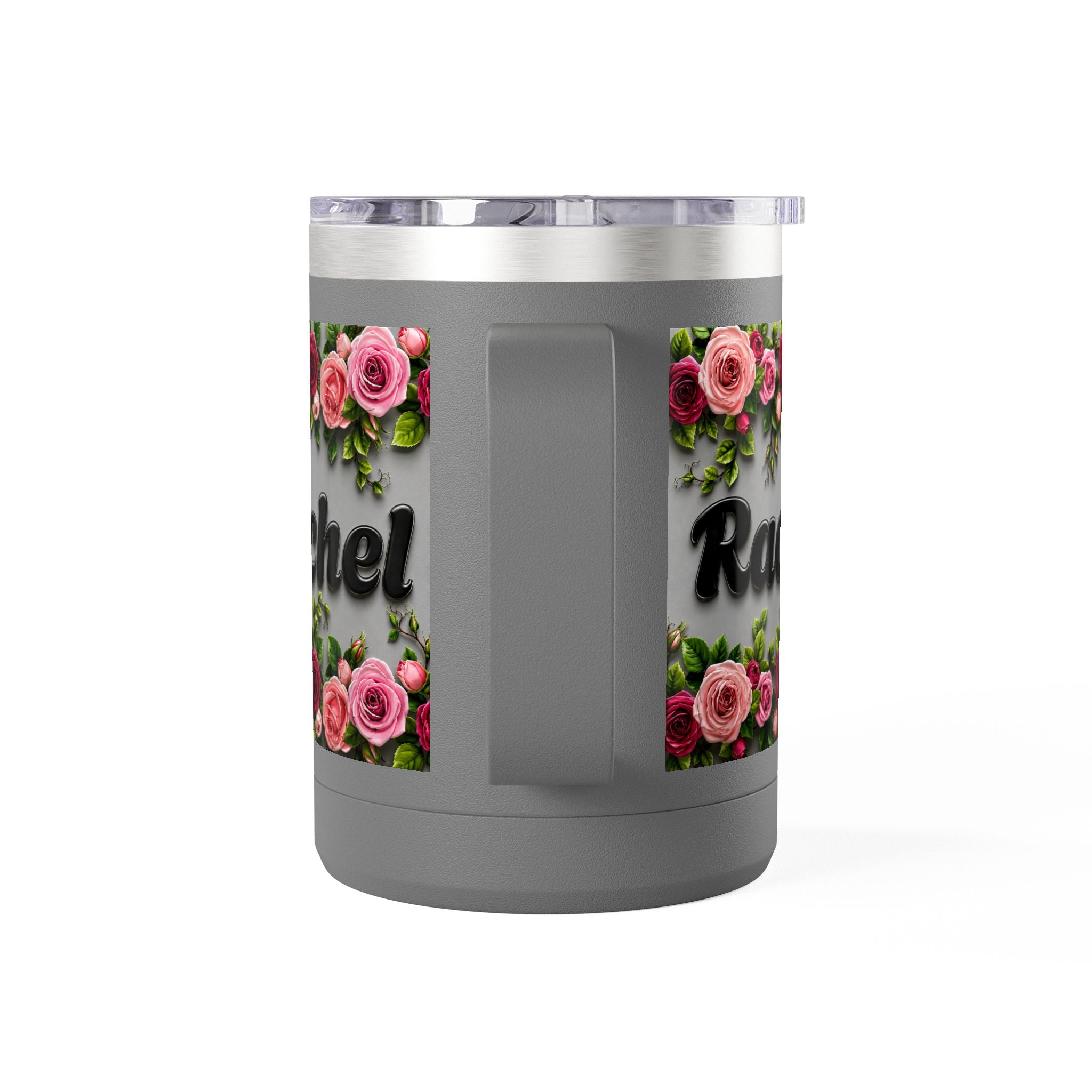 Personalized Rachel Floral 15oz Travel Mug — Insulated Coffee Tumbler