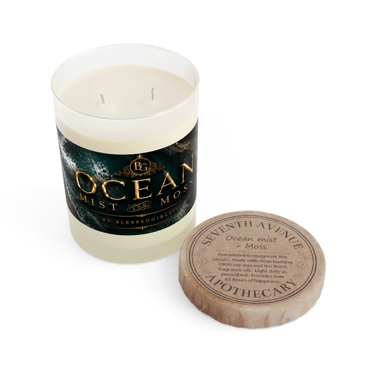 Ocean Mist & Moss 11oz Scented Candle — Coastal Glass Jar