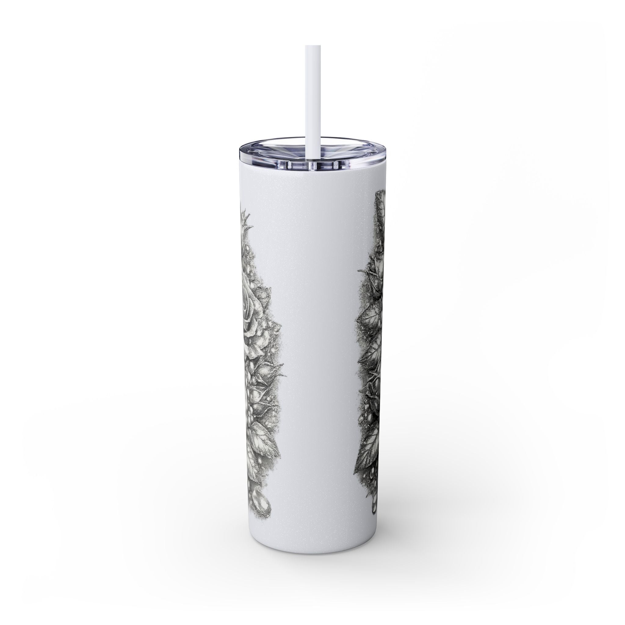 Skinny Tumbler — Monochrome Rose Garden 20oz Straw Tumbler