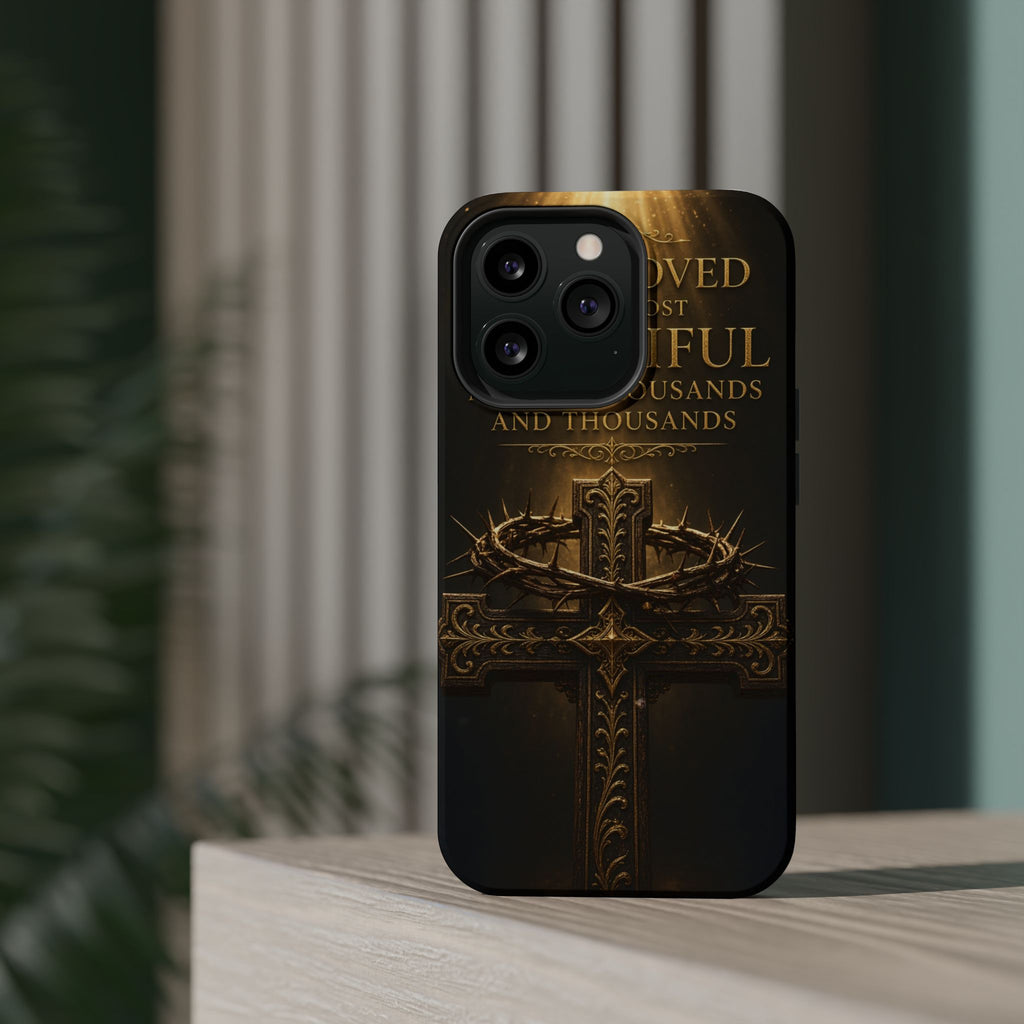 Magnetic Impact-Resistant Phone Case — "Most Beautiful" Cross with Crown of Thorns