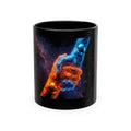 Cosmic Unity Mug — Fire & Ice Hands Galaxy Ceramic Coffee Cup