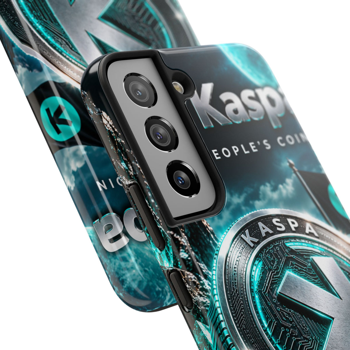 Kaspa Coin Tough Phone Case – Teal Crypto Logo Protective Cover
