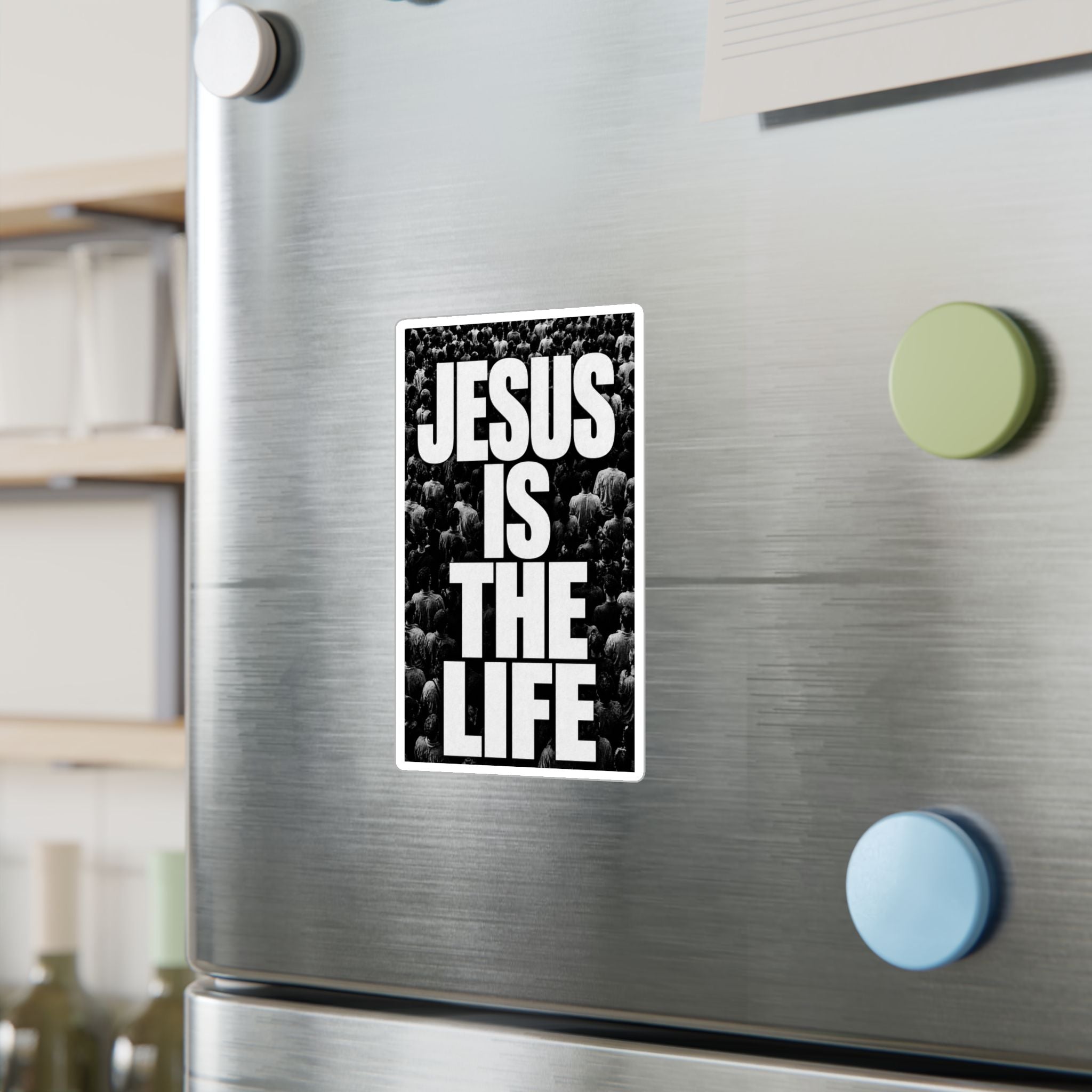Jesus Is the Life Vinyl Sticker — Black & White Faith Decal (Kiss-Cut)