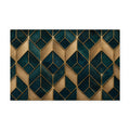 Teal & Gold Washable Chevron Entryway Rug, Non-Slip