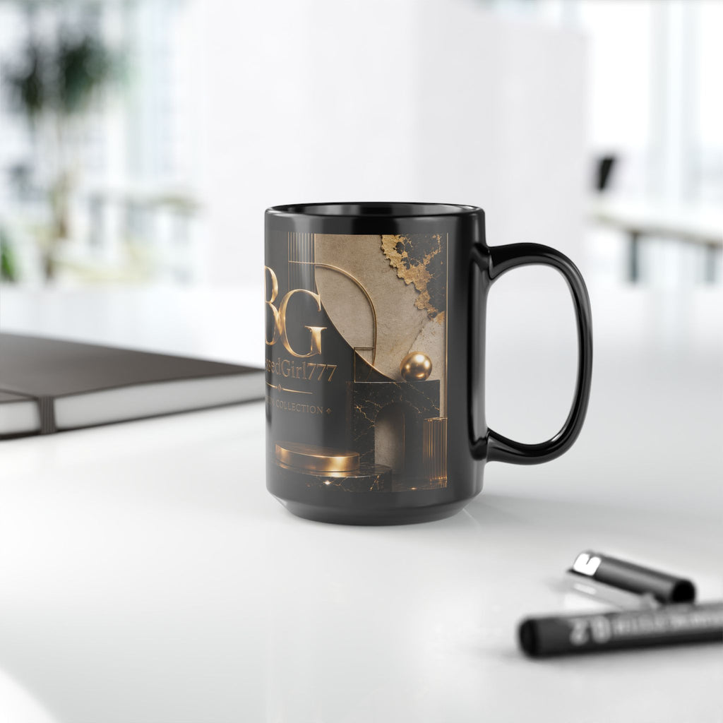 Black 15oz Mug — 'BlessedGirl77' Gold Museum Logo Coffee Cup