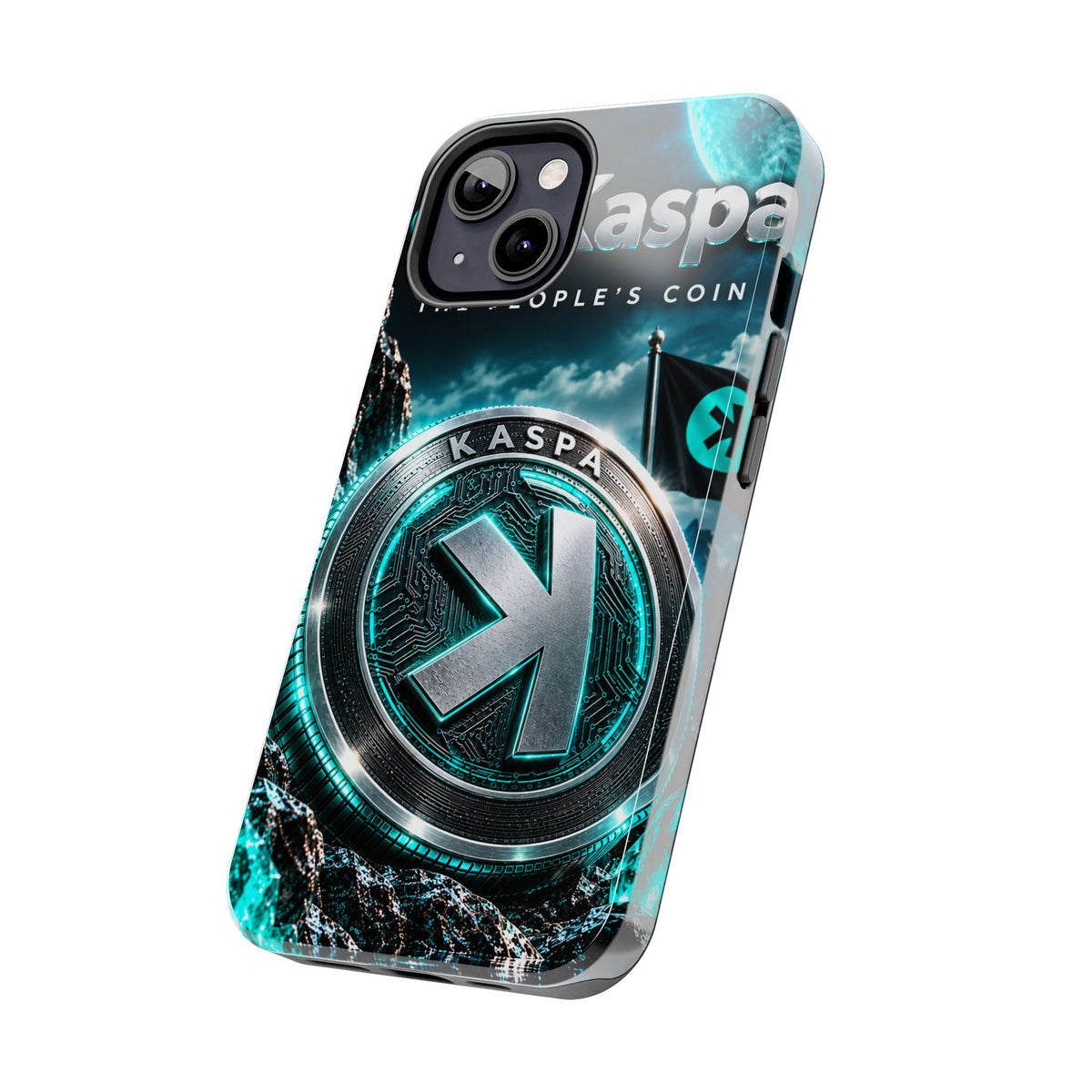 Kaspa Coin Tough Phone Case – Teal Crypto Logo Protective Cover
