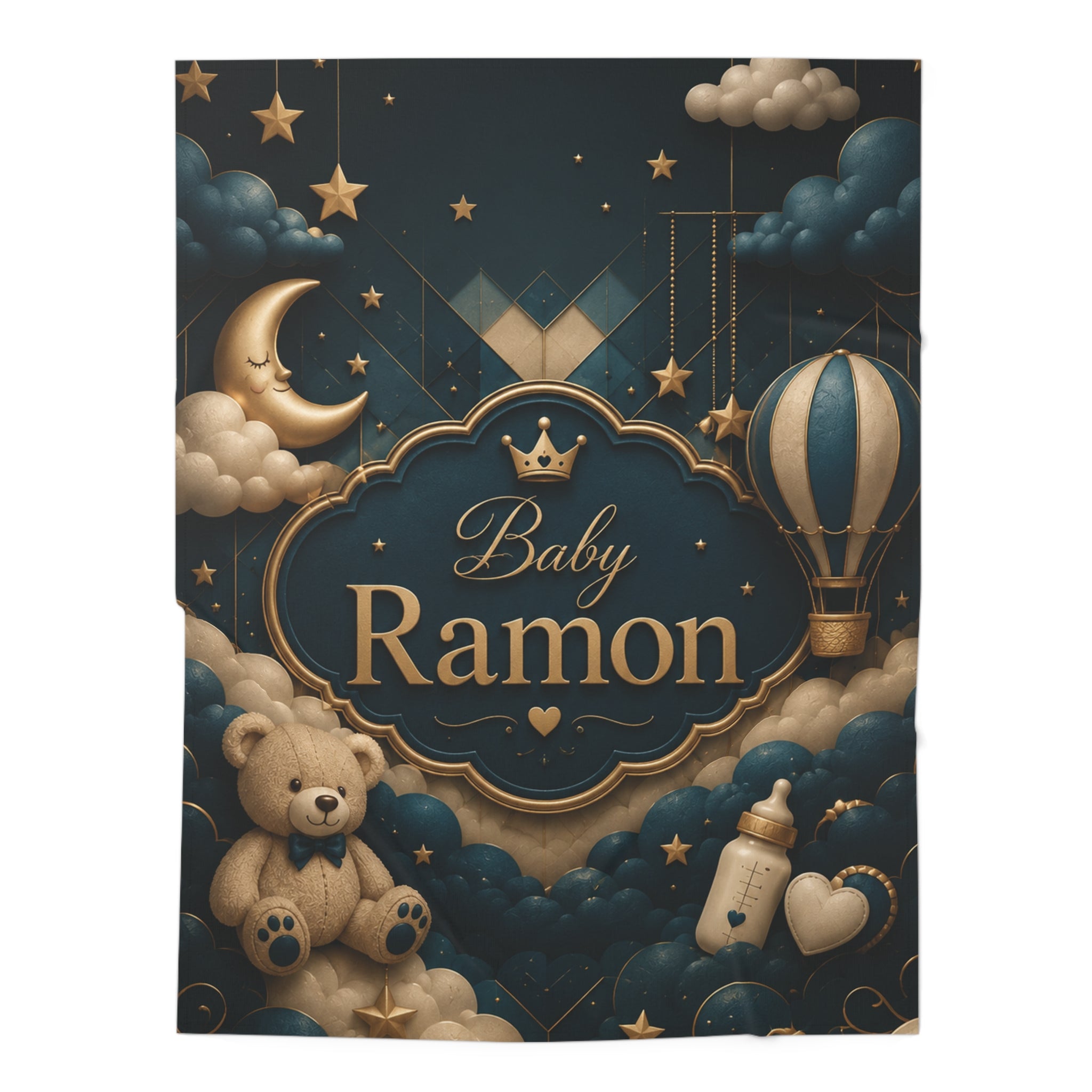 Personalized Baby Swaddle Blanket – Royal Night Sky Design (Custom Name)