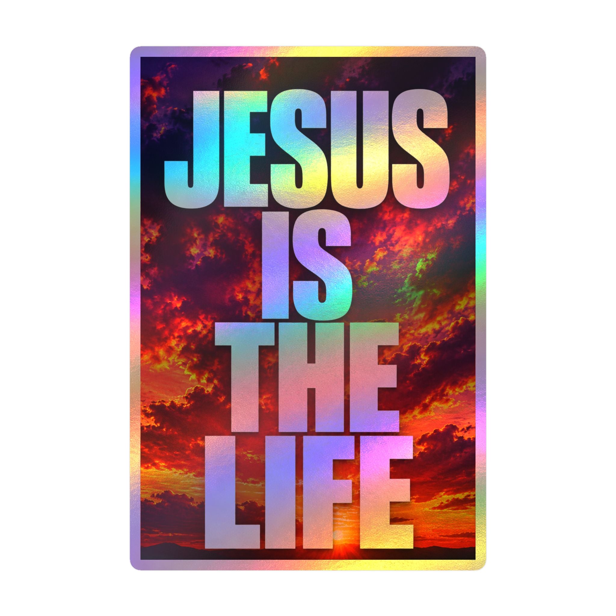 Jesus Is the Life Vinyl Decal — Sunset Color Christian Sticker (Kiss-Cut)