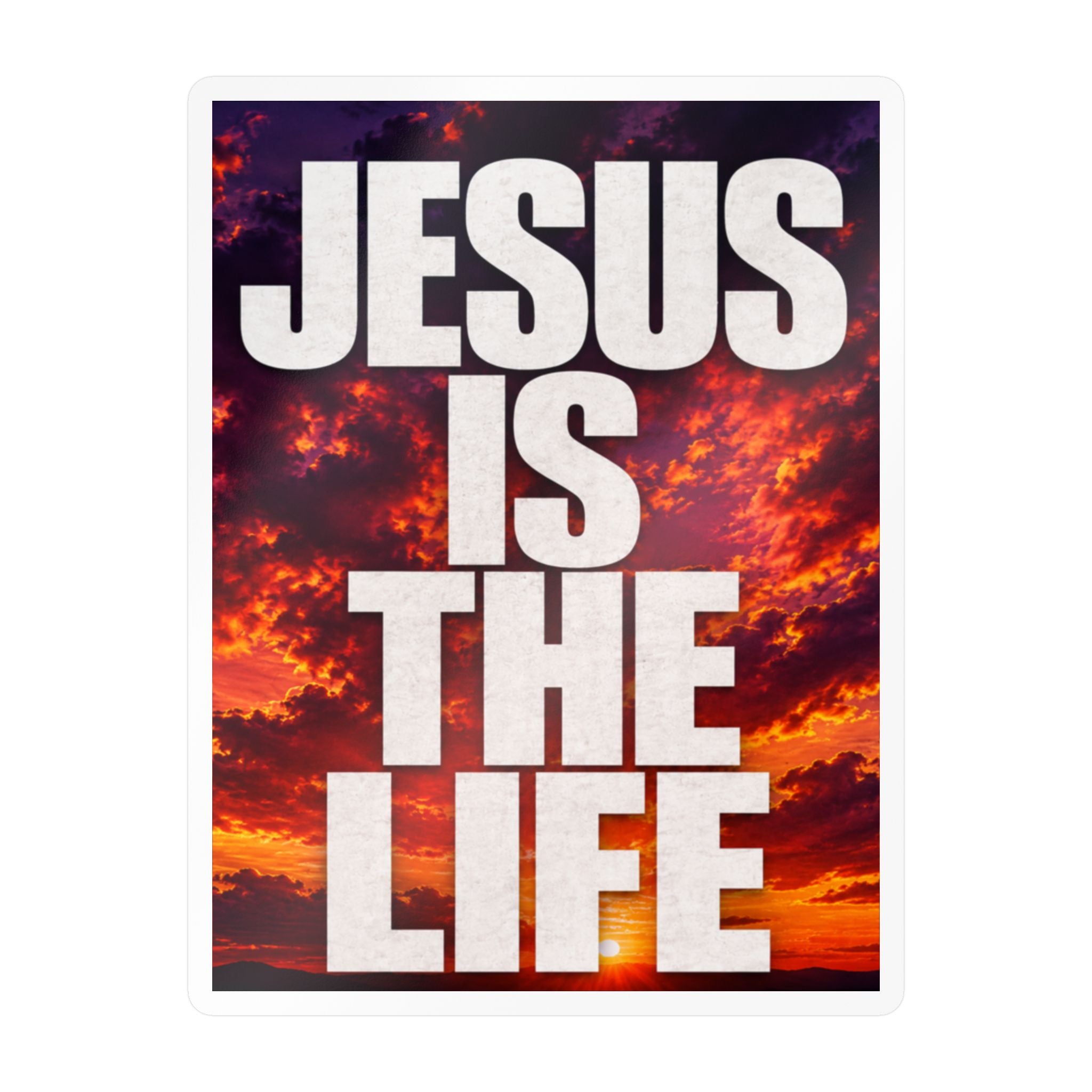 Jesus Is the Life Vinyl Decal — Sunset Color Christian Sticker (Kiss-Cut)