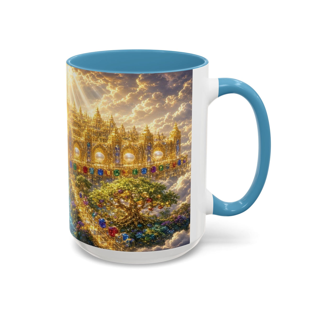Heavenly City Christian Coffee Mug — Golden Celestial Paradise Design (11/15oz)