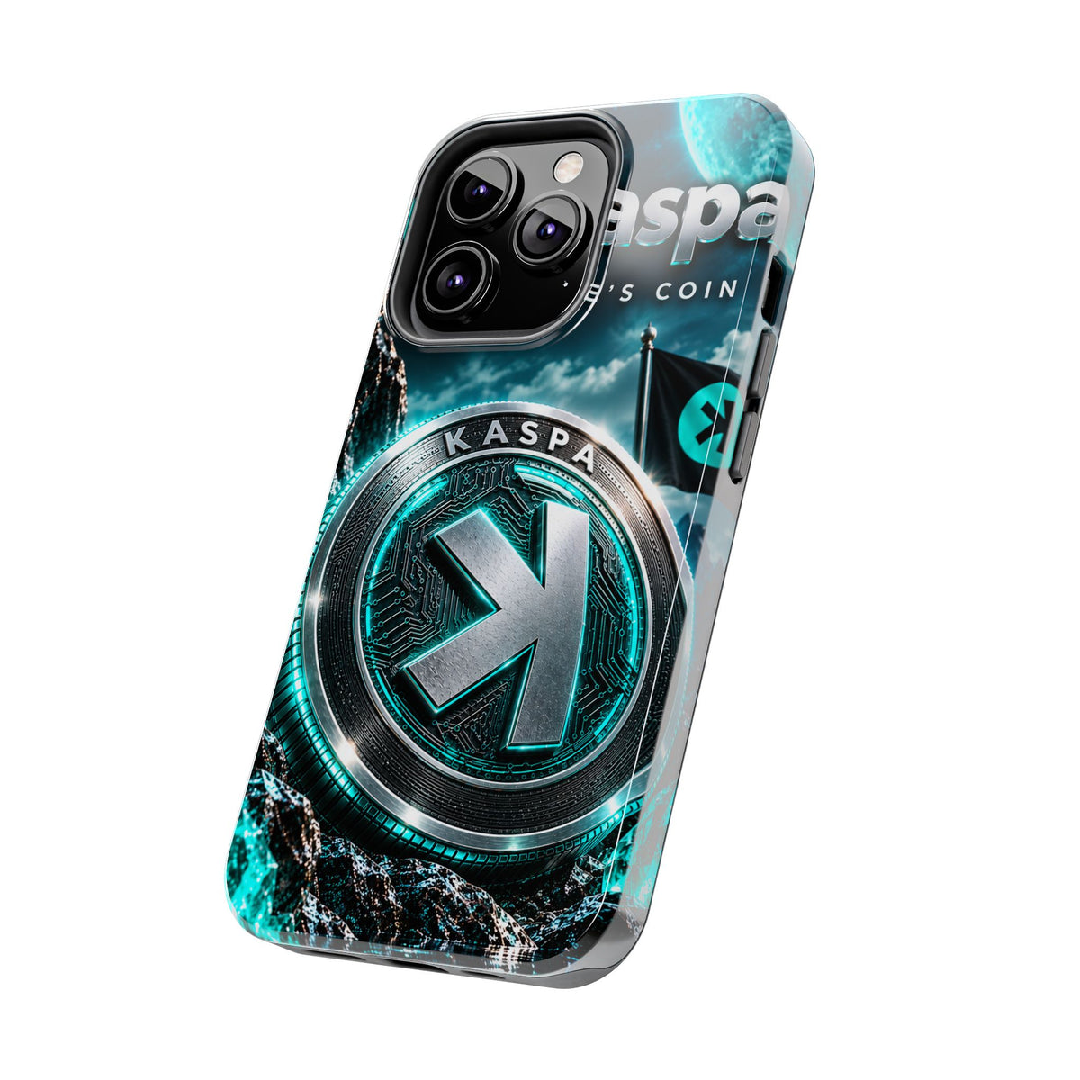 Kaspa Coin Tough Phone Case – Teal Crypto Logo Protective Cover