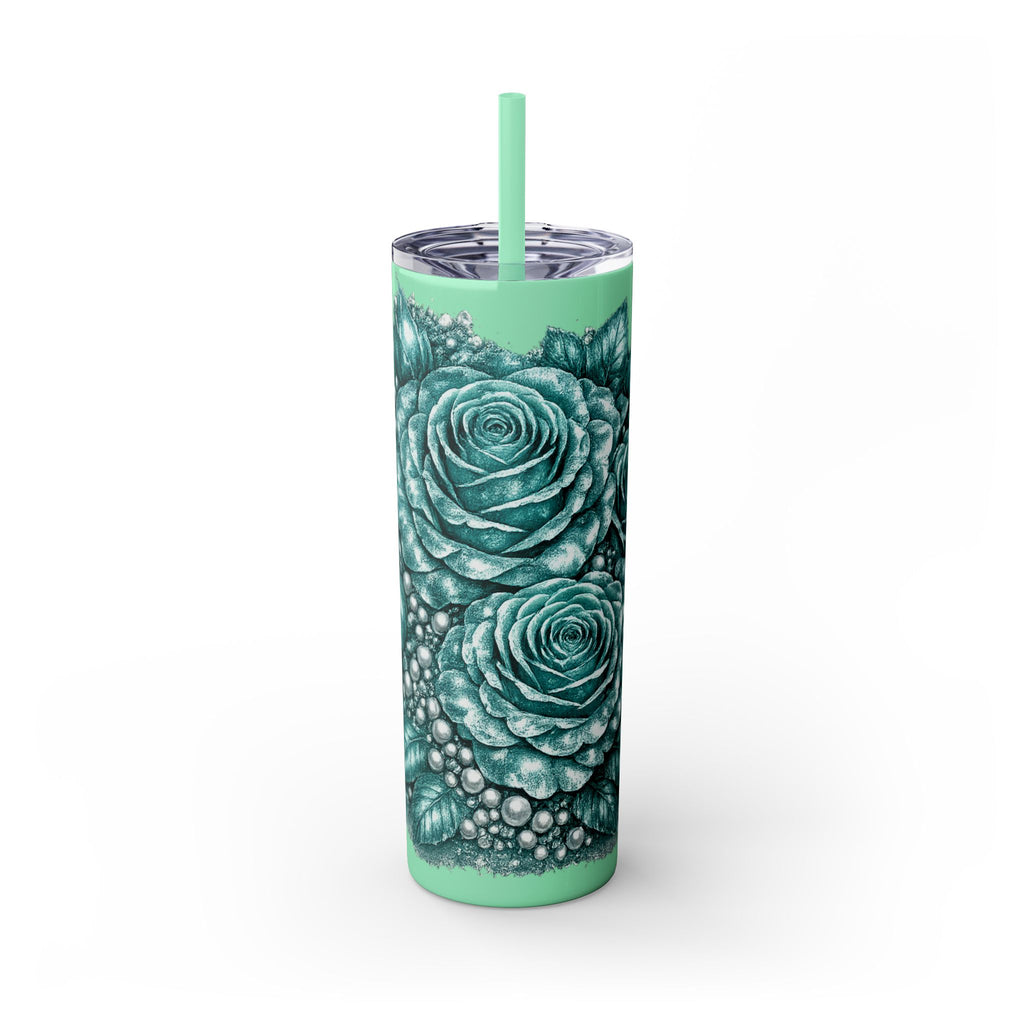 Skinny Tumbler — Monochrome Rose Garden 20oz Straw Tumbler