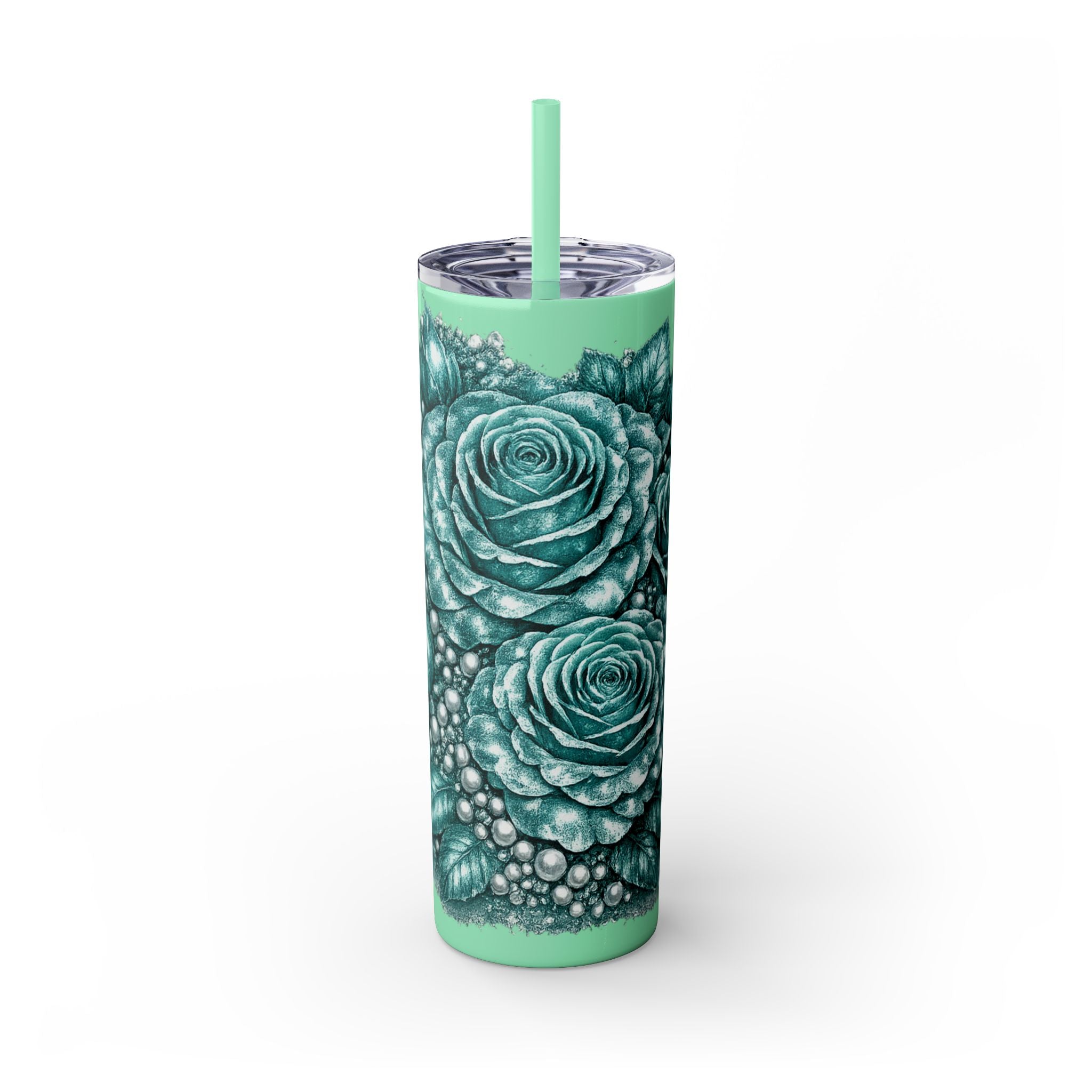 Skinny Tumbler — Monochrome Rose Garden 20oz Straw Tumbler