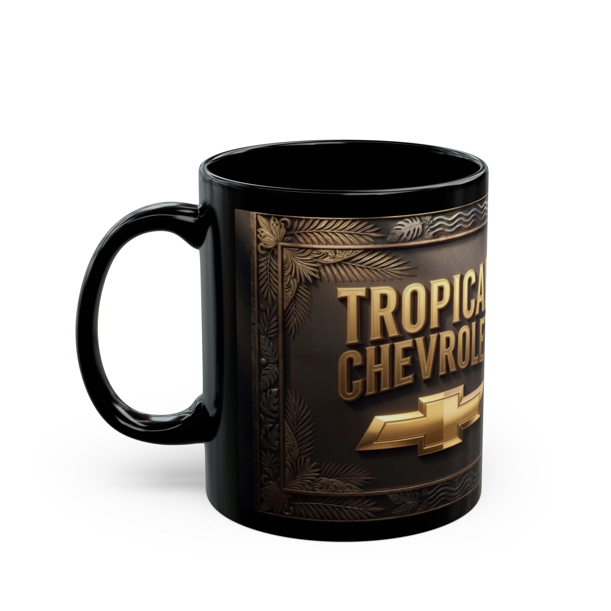 Tropical Chevrolet Logo Mug | Black Ceramic Coffee Mug