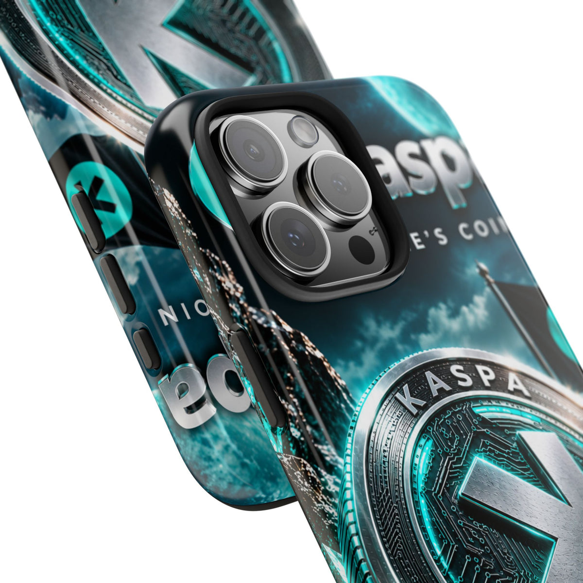 Kaspa Coin Tough Phone Case – Teal Crypto Logo Protective Cover