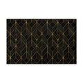 Geometric Black & Gold Washable Rug — Modern Chevron Accent Mat