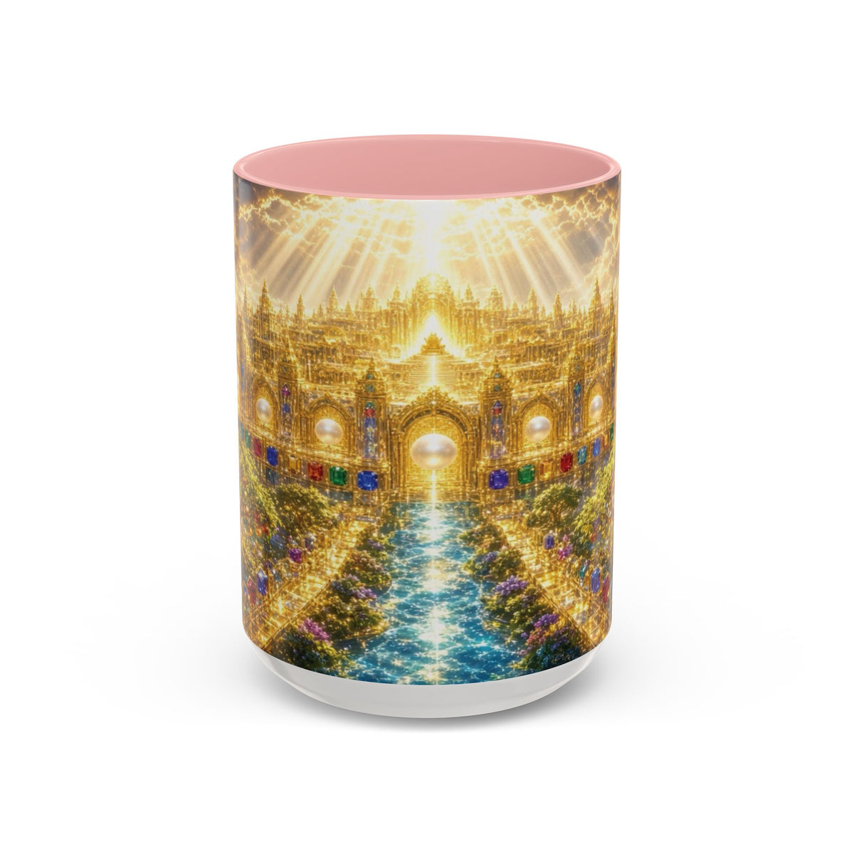 Heavenly City Christian Coffee Mug — Golden Celestial Paradise Design (11/15oz)