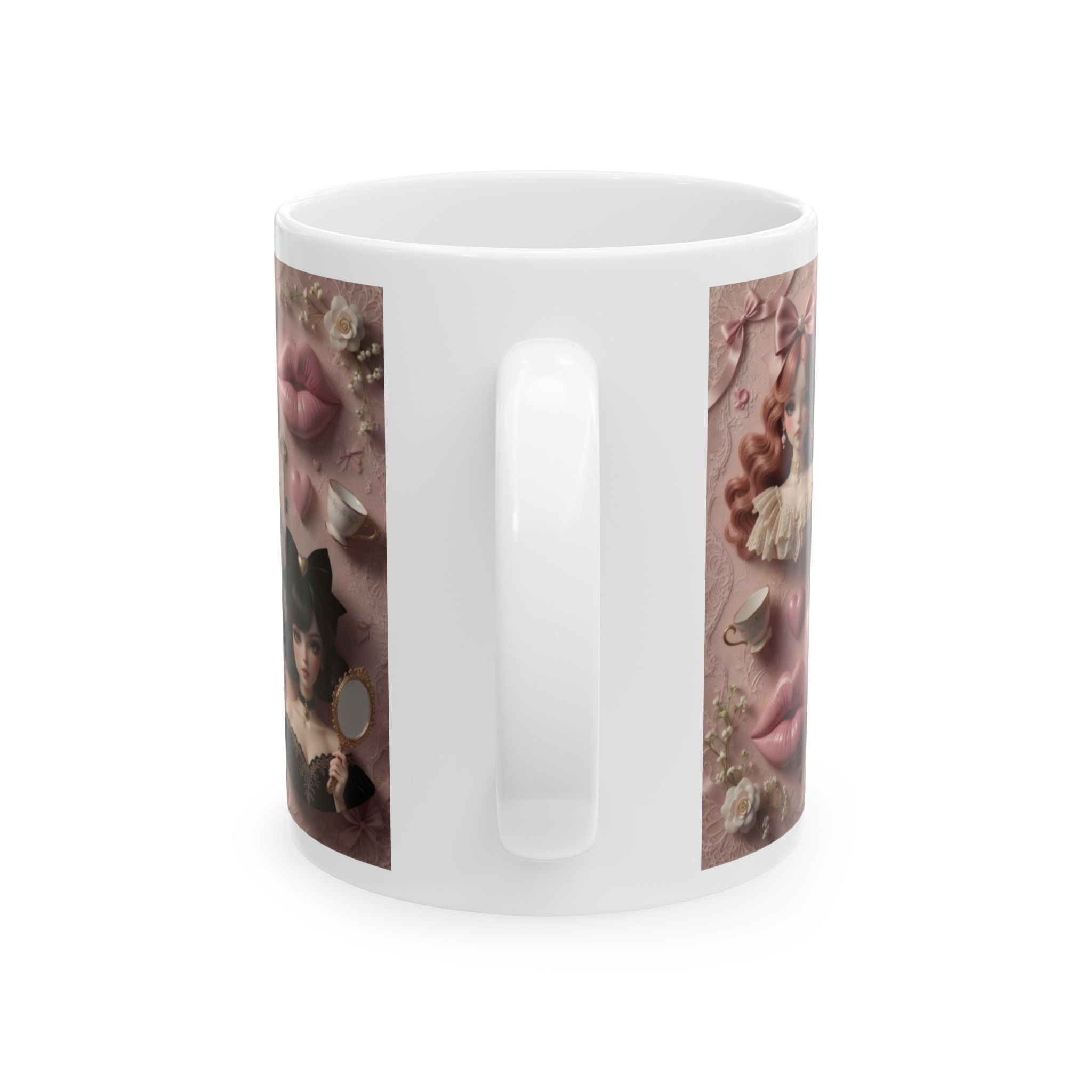 Pink Baroque Lips Pattern Mug | Romantic Vintage Decorative Ceramic