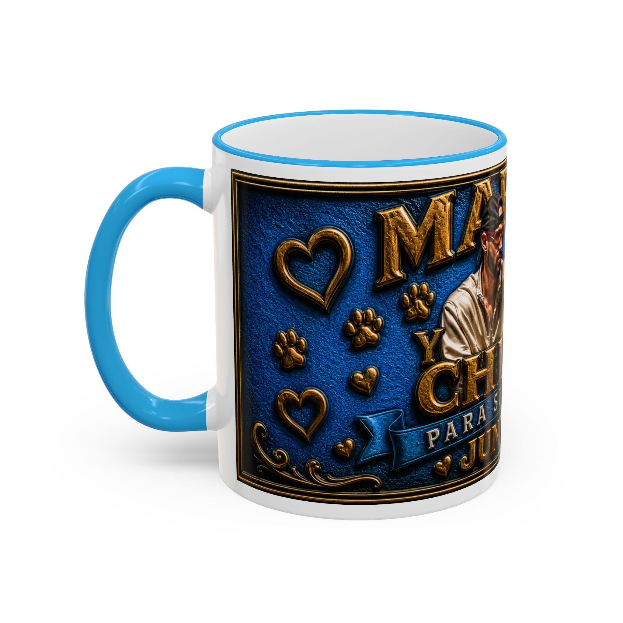 Man with Dog Illustration Accent Rim & Handle Mug | "Para Siempre Juntos"