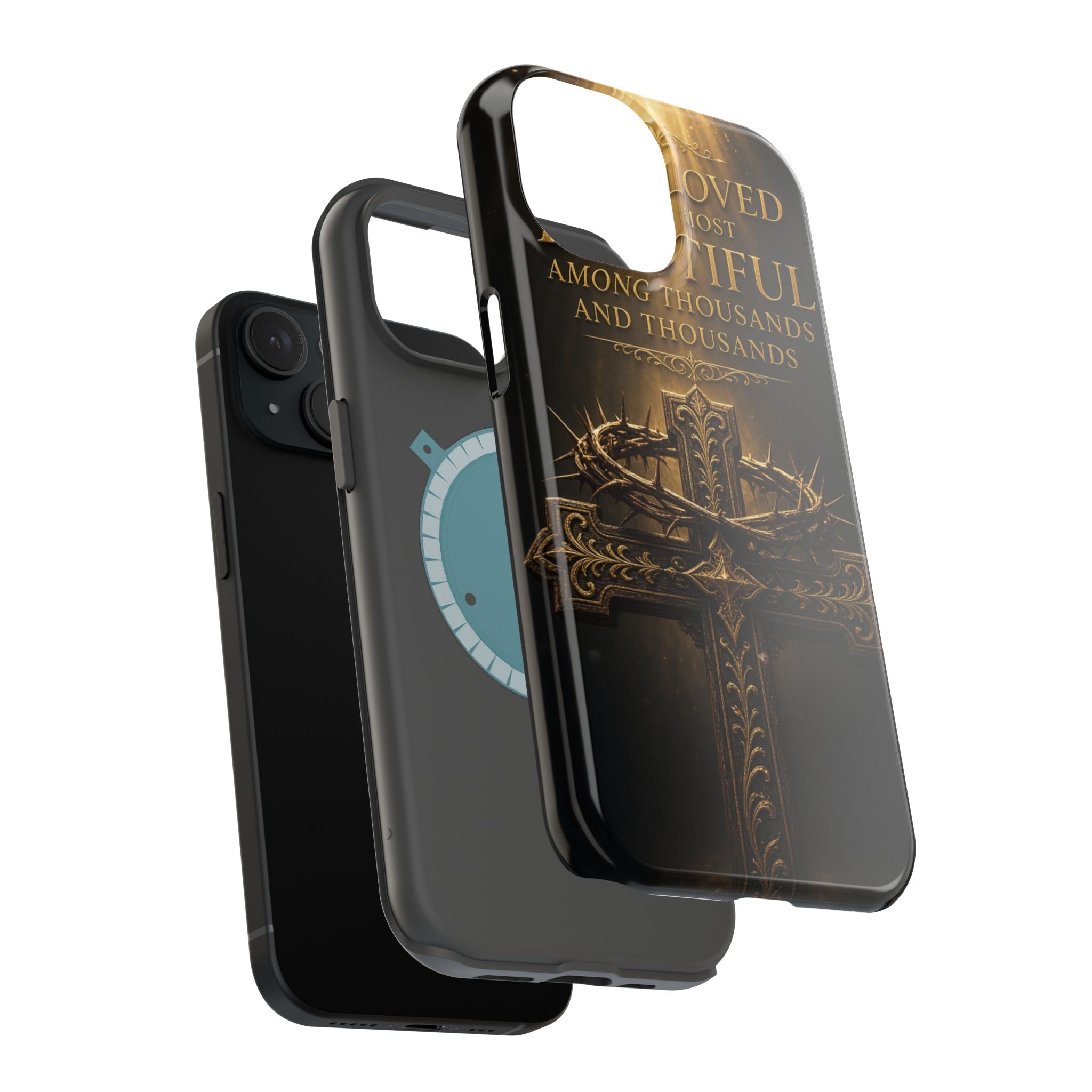 Magnetic Impact-Resistant Phone Case — "Most Beautiful" Cross with Crown of Thorns