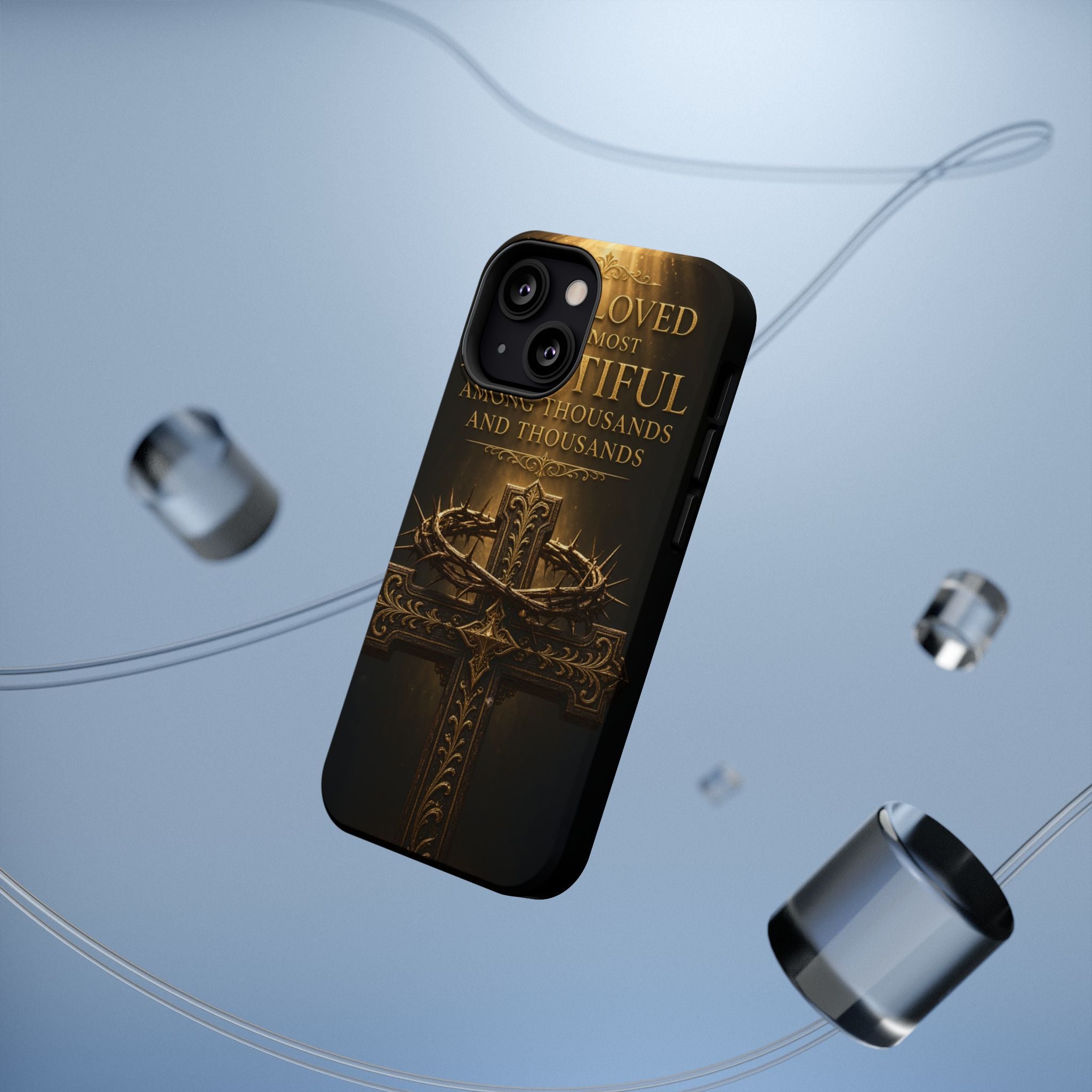 Magnetic Impact-Resistant Phone Case — "Most Beautiful" Cross with Crown of Thorns