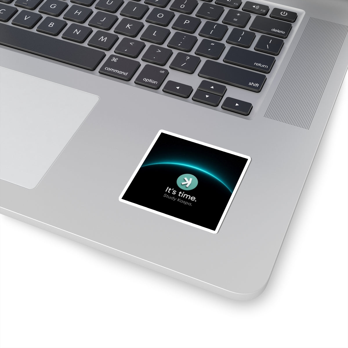 It's Time Study Kaspa Sticker — Crypto Logo Kiss-Cut Decal