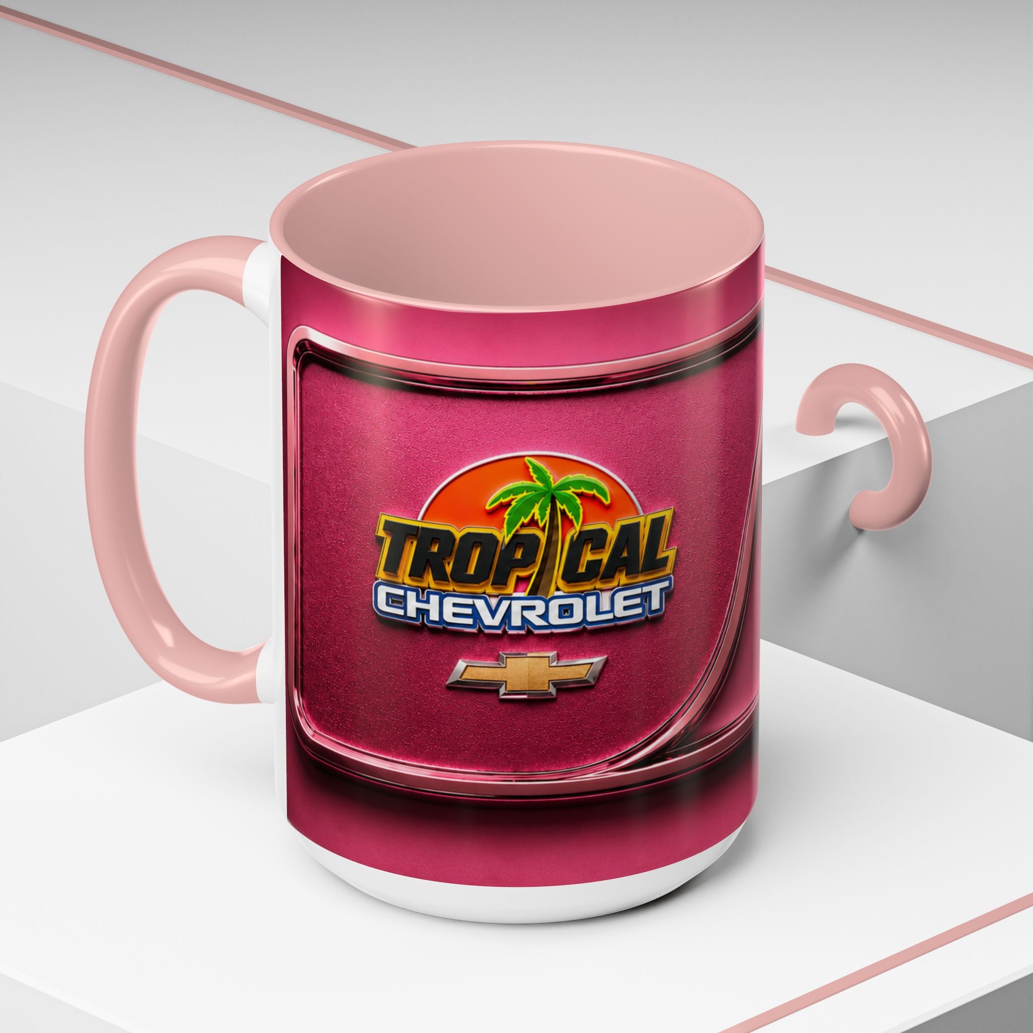 Personalized Pink Embossed Name Coffee Mug — "Carol" Accent Ceramic Mug (11/15oz)