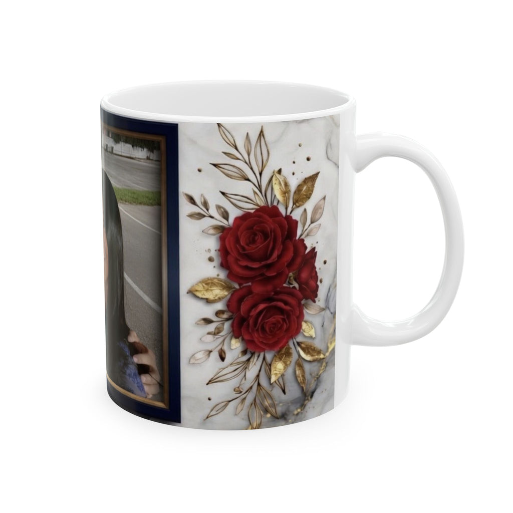 Marble Floral Photo Mug | Personalized Photo Coffee Mug