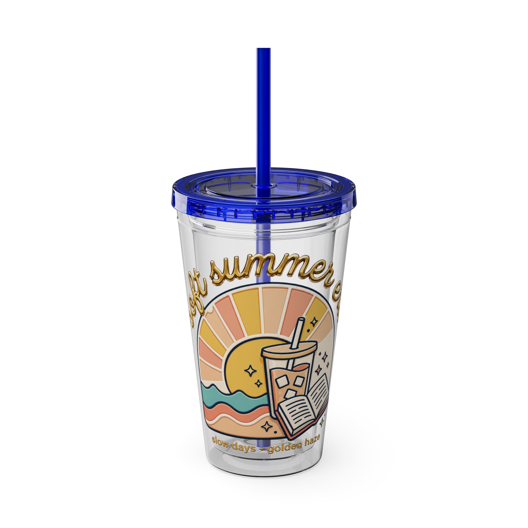 Soft Summer sunset beach drink illustration Tumbler