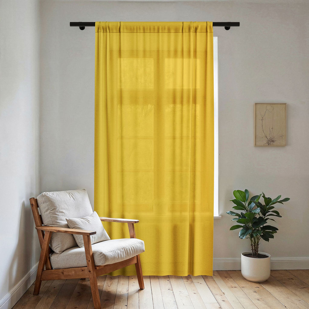 Yellow Sheer Window Curtain – Lightweight Semi-Transparent Panel for Bright, Airy Living Spaces