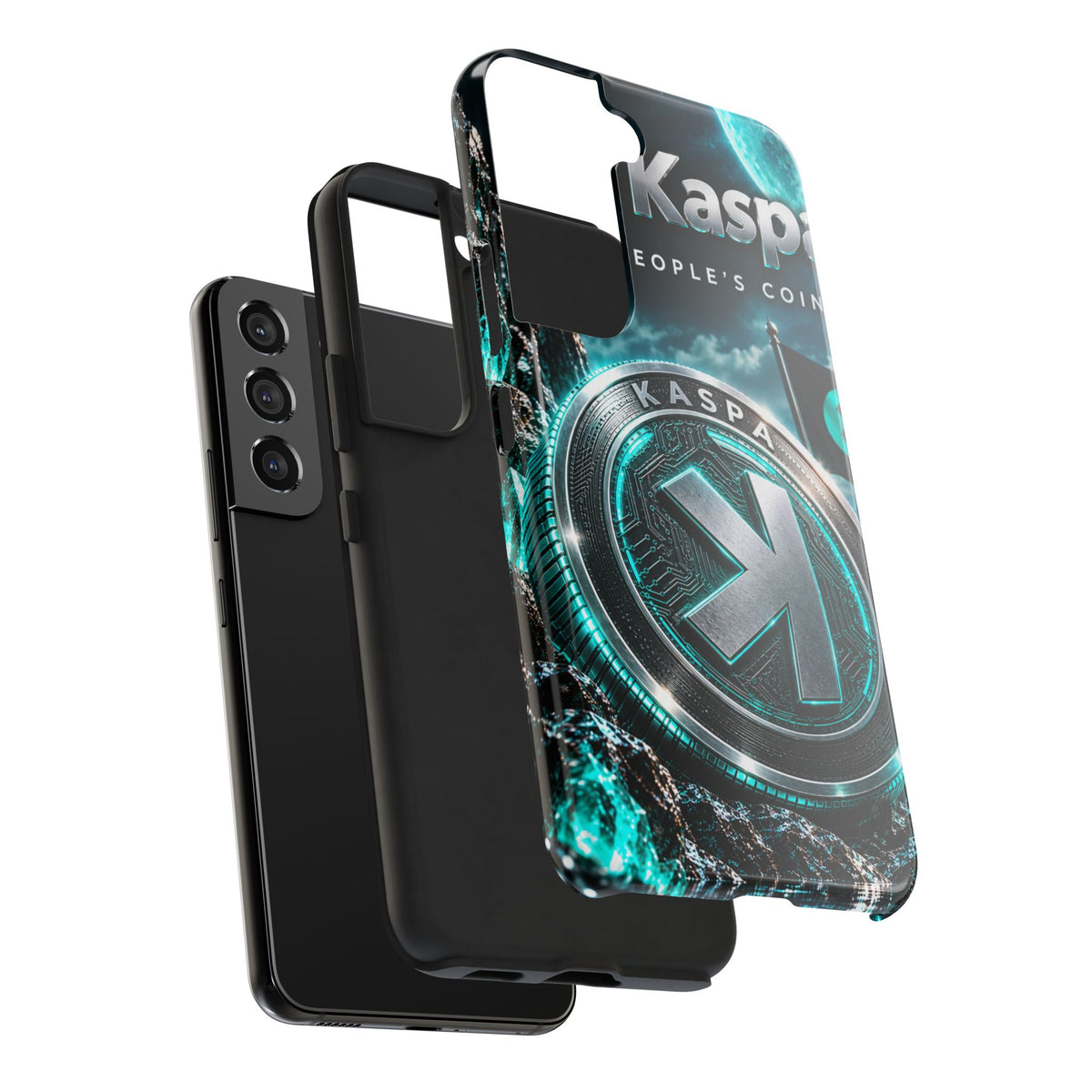 Kaspa Coin Tough Phone Case – Teal Crypto Logo Protective Cover