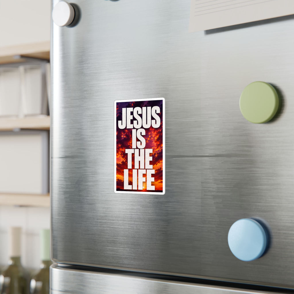 Jesus Is the Life Vinyl Decal — Sunset Color Christian Sticker (Kiss-Cut)