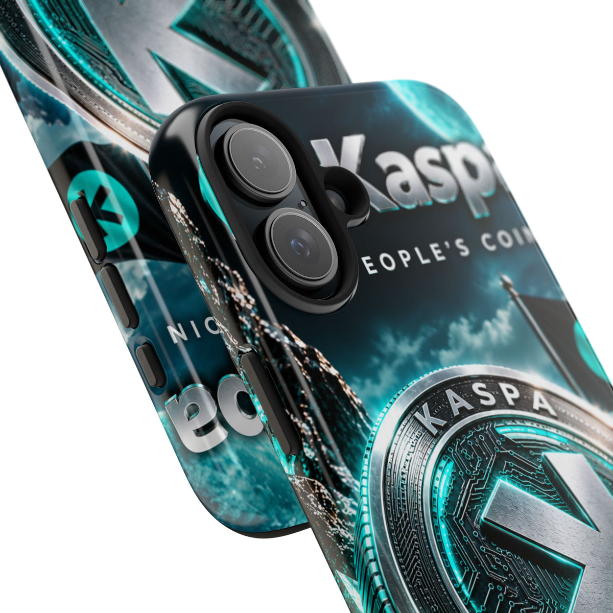 Kaspa Coin Tough Phone Case – Teal Crypto Logo Protective Cover