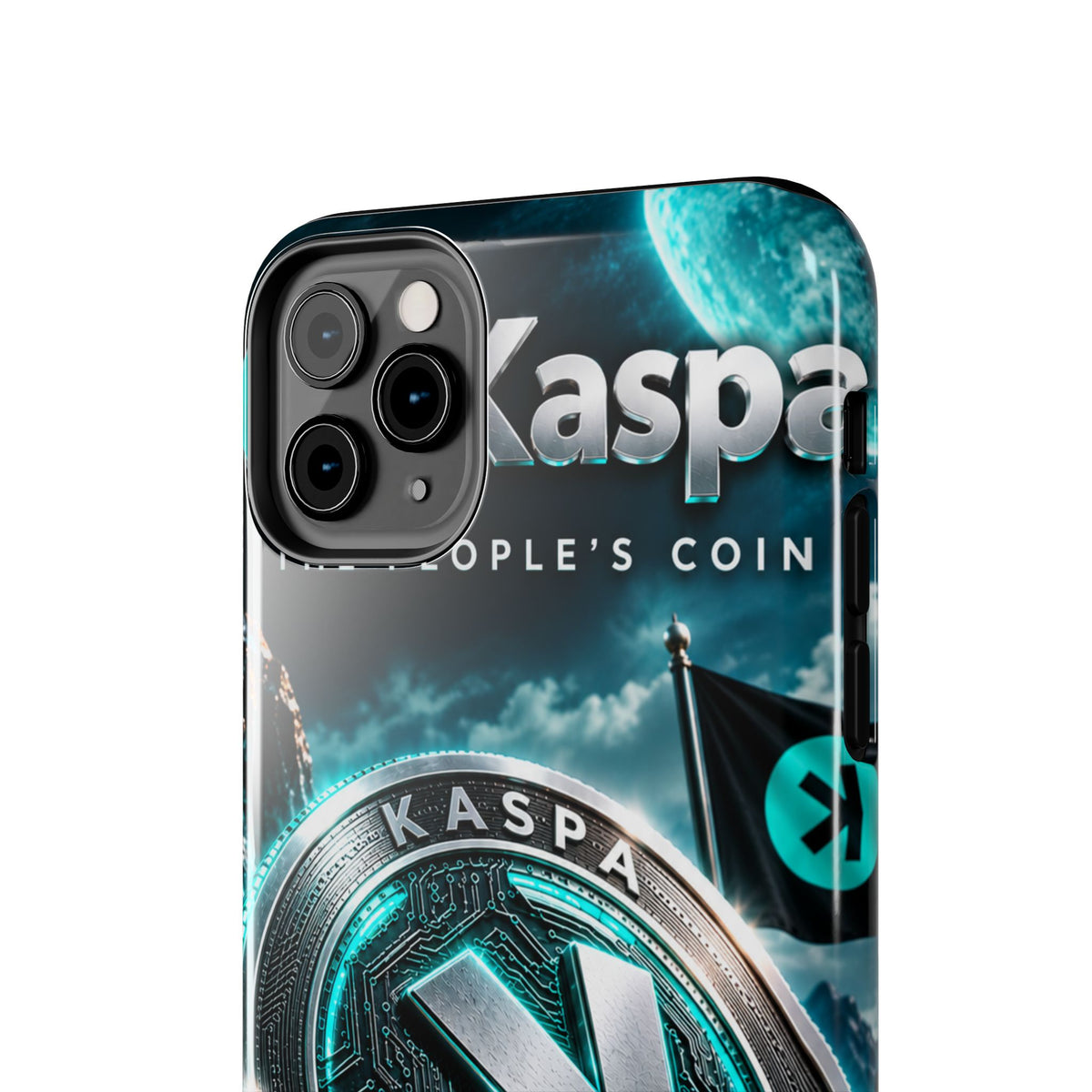 Kaspa Coin Tough Phone Case – Teal Crypto Logo Protective Cover