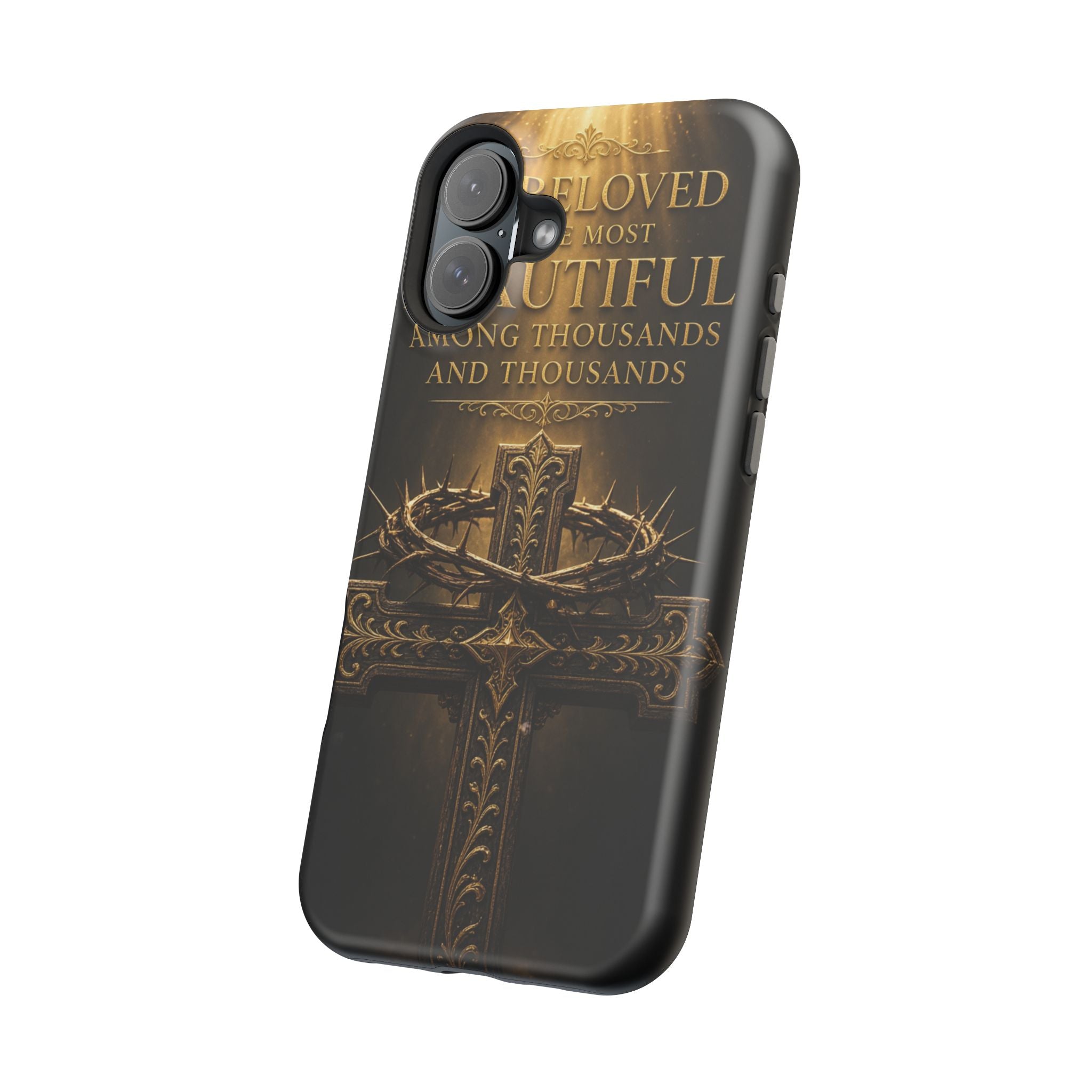Magnetic Impact-Resistant Phone Case — "Most Beautiful" Cross with Crown of Thorns